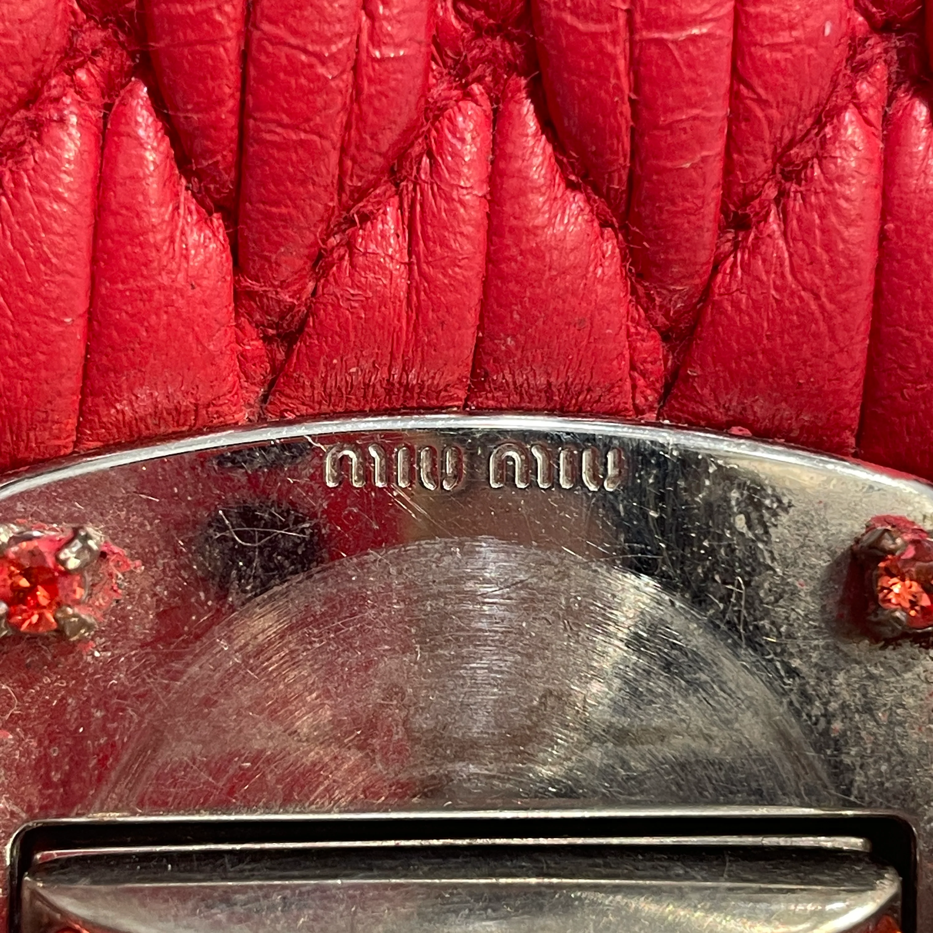 MIU MIU/Hand Bag/Leather/RED/Crystal Cloque