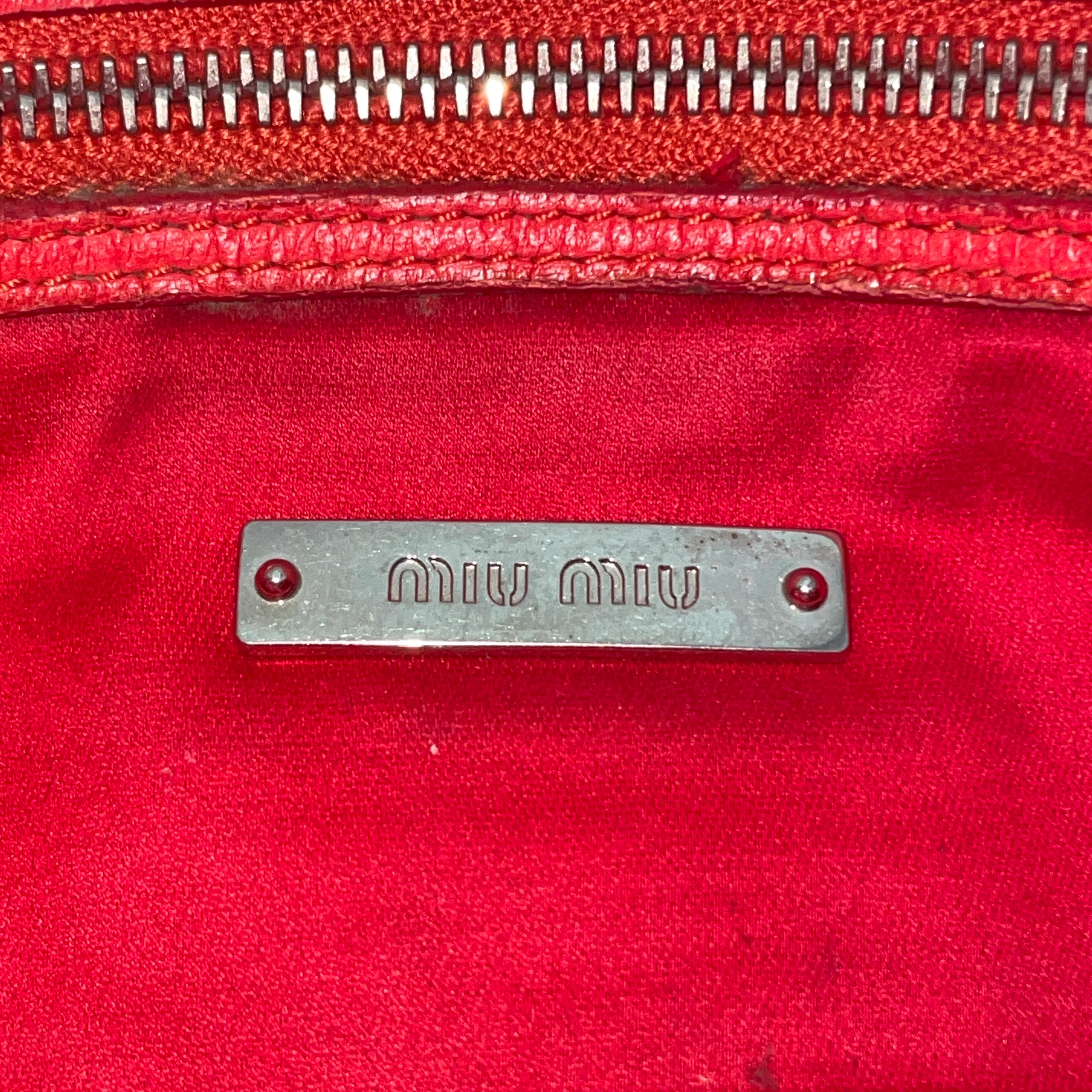 MIU MIU/Hand Bag/Leather/RED/Crystal Cloque