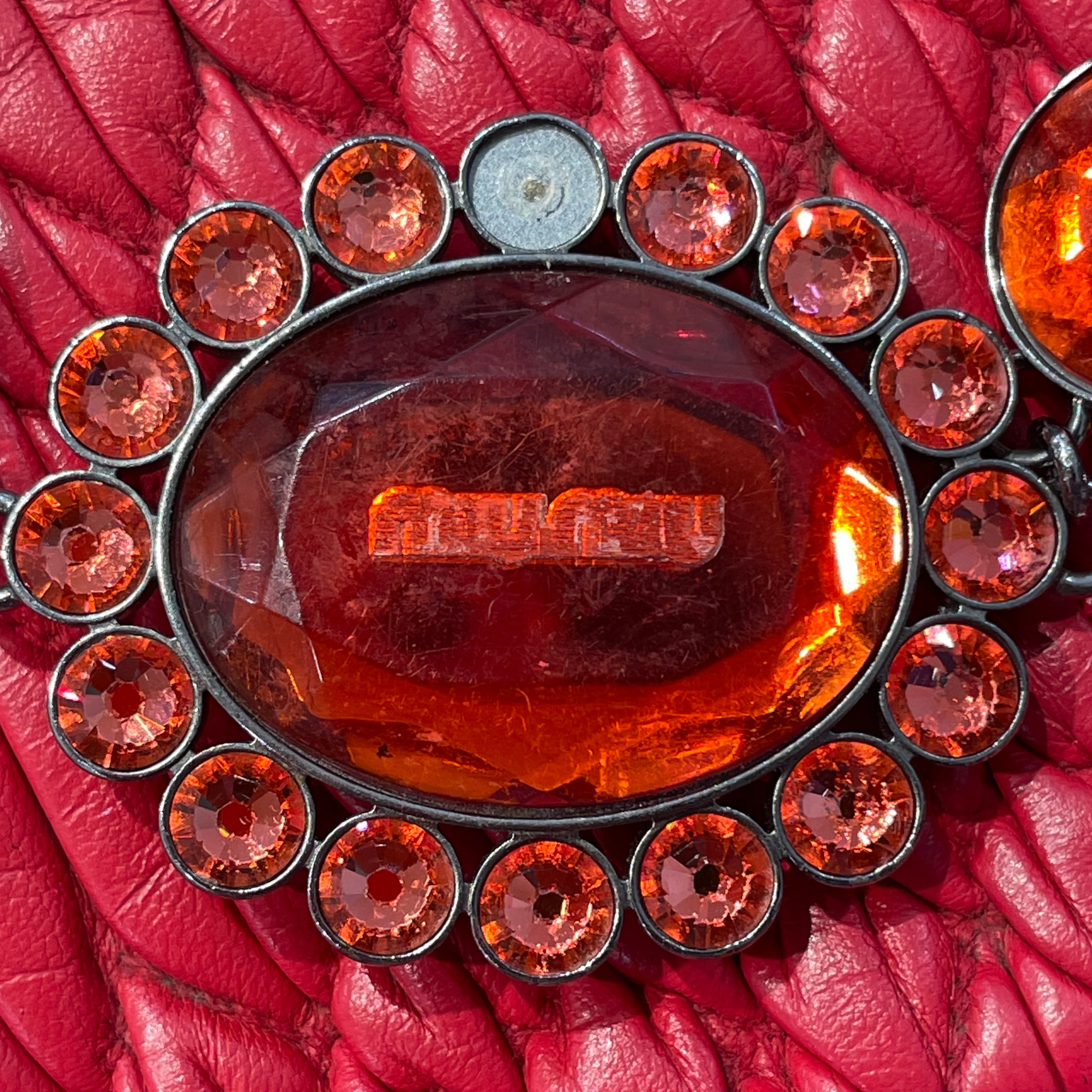 MIU MIU/Hand Bag/Leather/RED/Crystal Cloque