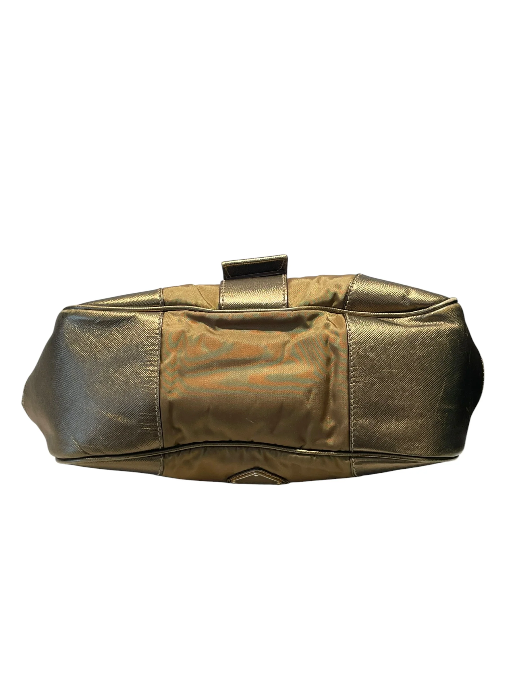 PRADA/Hand Bag/Nylon/GLD/BUCKLE HOBO SAFFIANO
