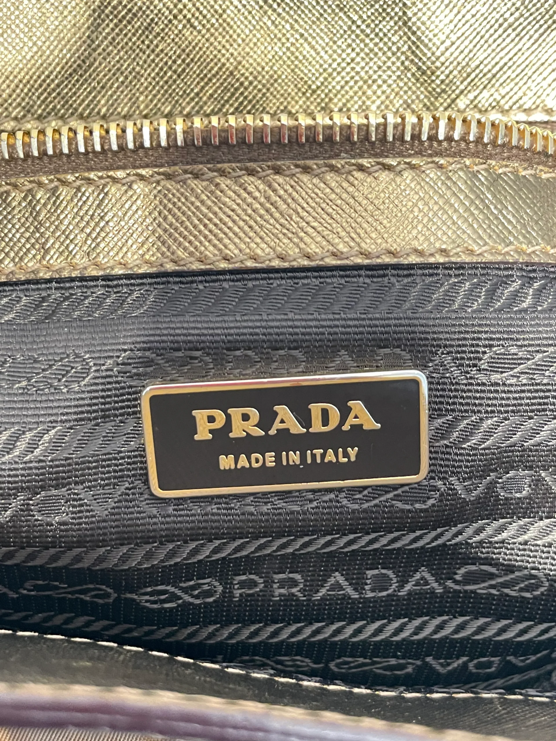 PRADA/Hand Bag/Nylon/GLD/BUCKLE HOBO SAFFIANO