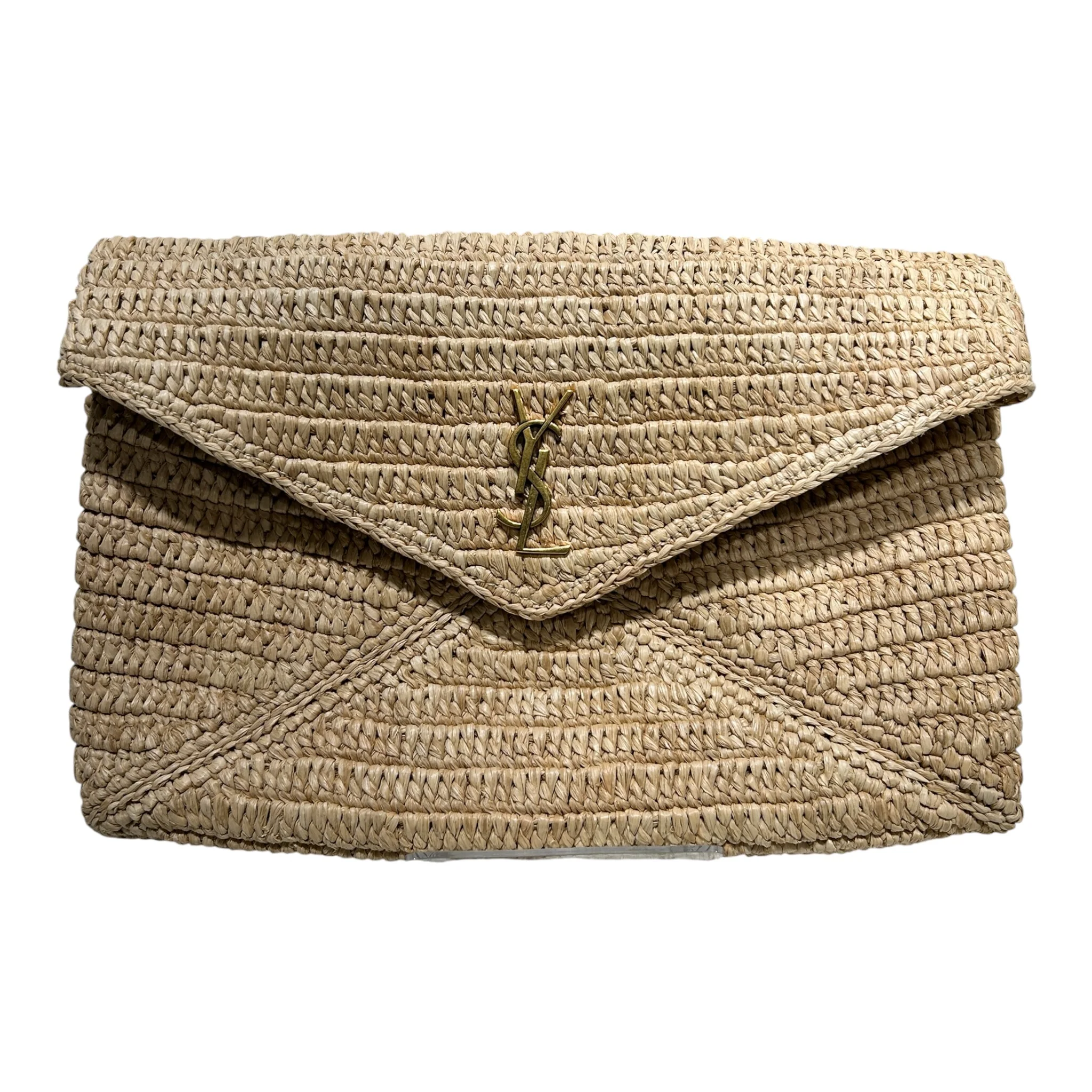 YVES SAINT LAURENT/Clutch Bag/BEG/WOVEN POUCH