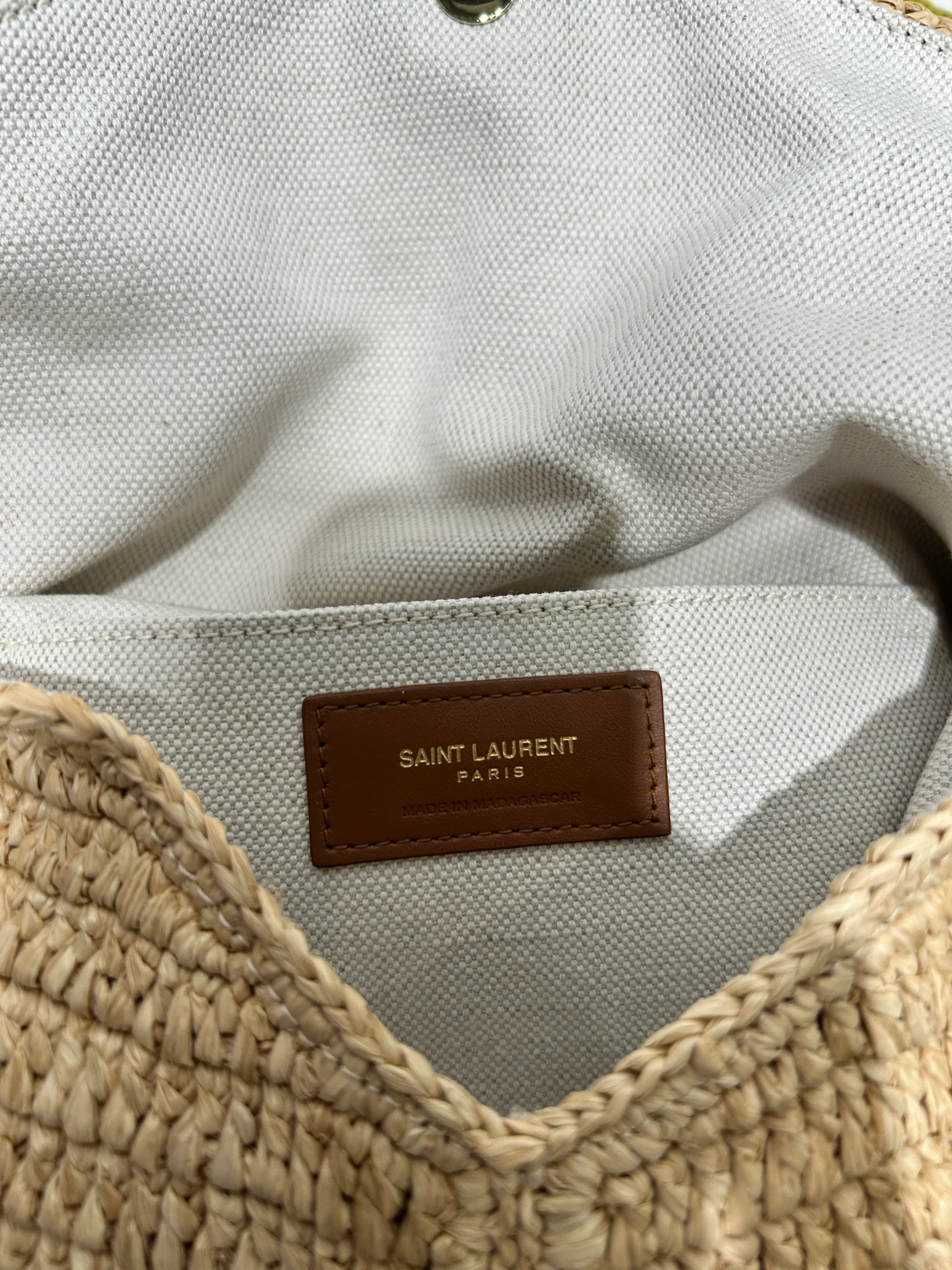 YVES SAINT LAURENT/Clutch Bag/BEG/WOVEN POUCH