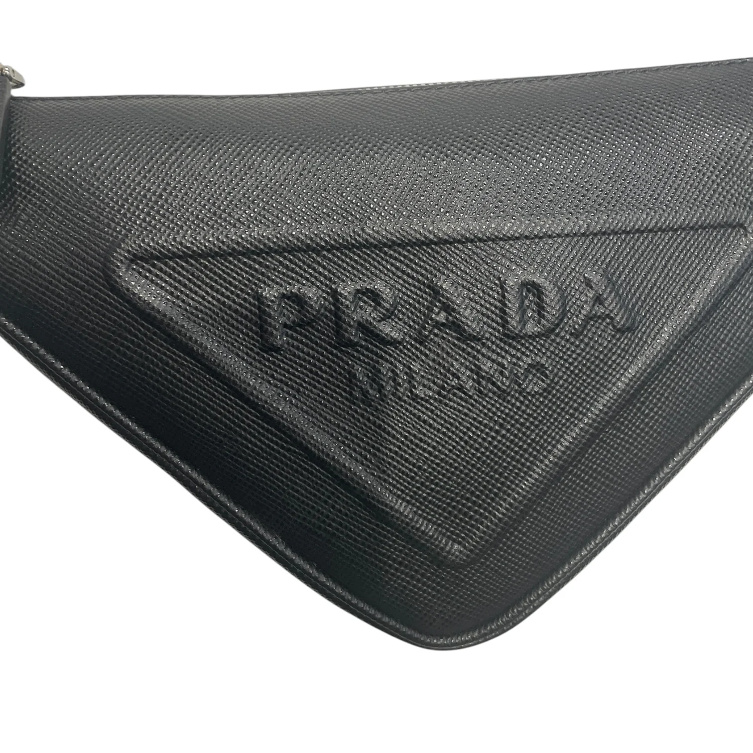 PRADA/Cross Body Bag/Leather/BLK/SAFFINO LEATHER TRIANGLE CROSS