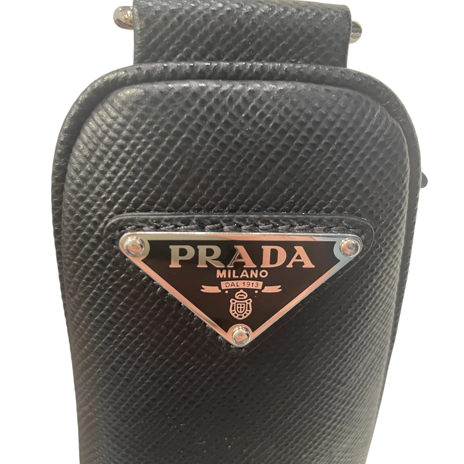 PRADA/Cross Body Bag/Leather/BLK/SAFFINO LEATHER TRIANGLE CROSS