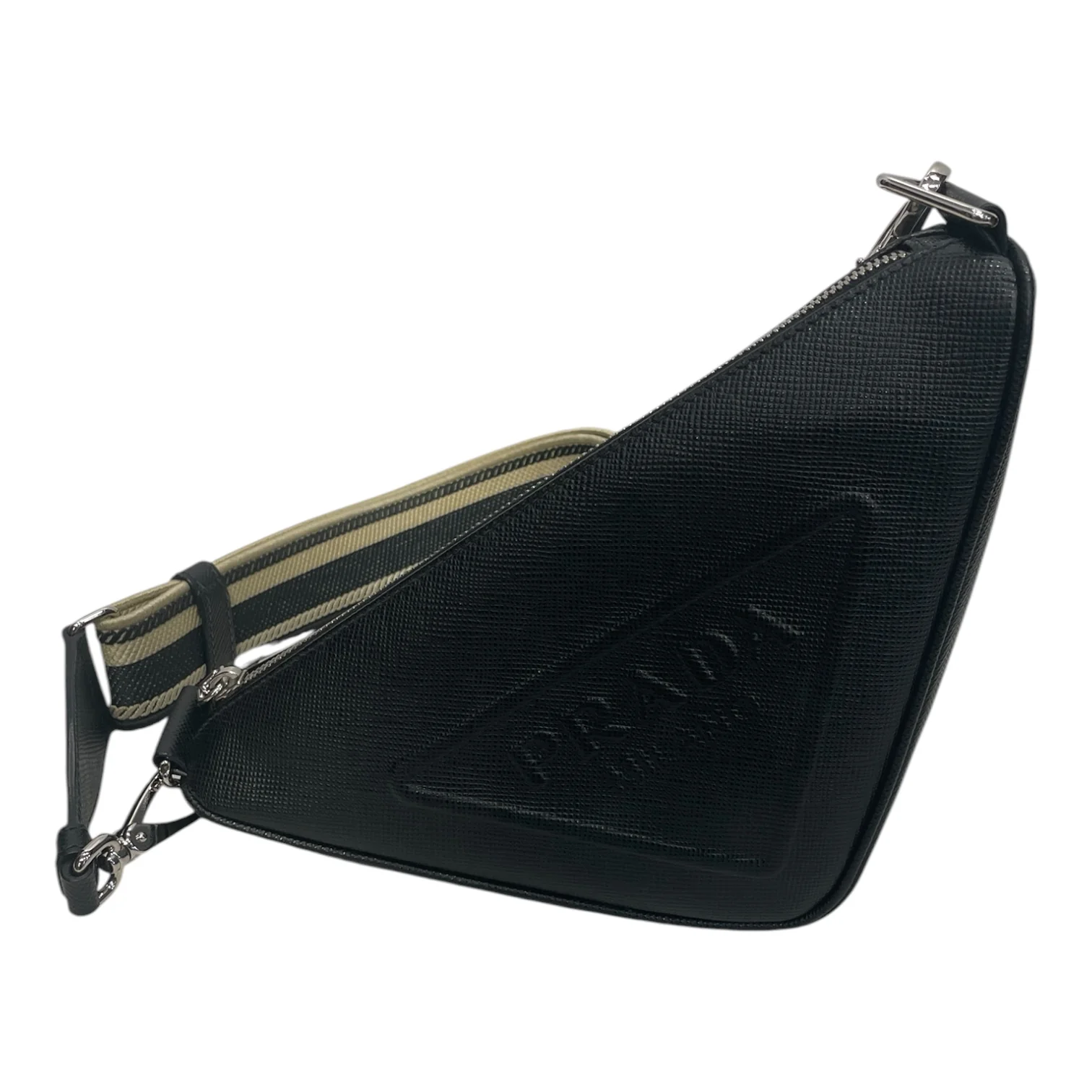 PRADA/Cross Body Bag/Leather/BLK/SAFFINO LEATHER TRIANGLE CROSS