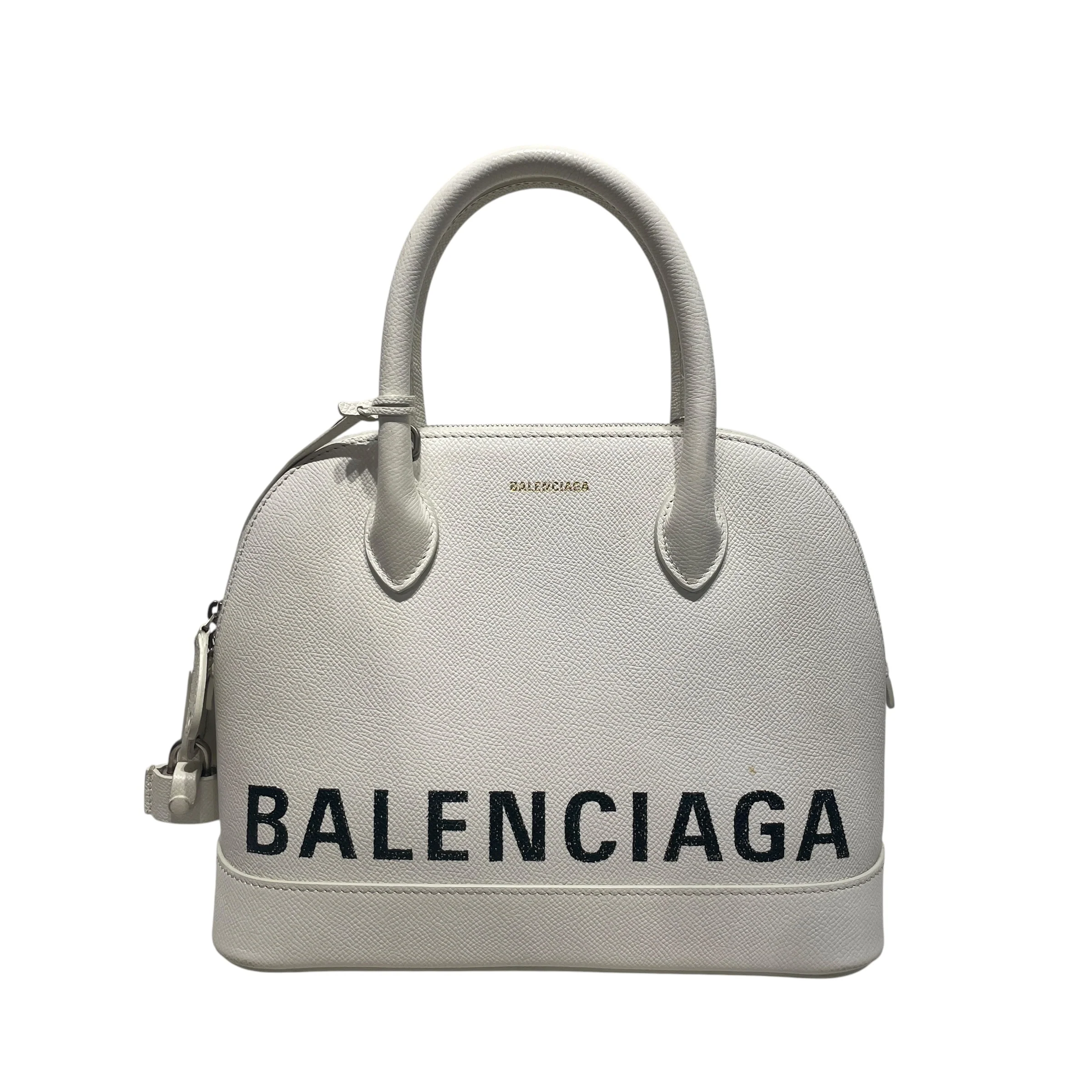 BALENCIAGA/Hand Bag/Leather/WHT/WHITE BALENCIAGABOLD PRINT