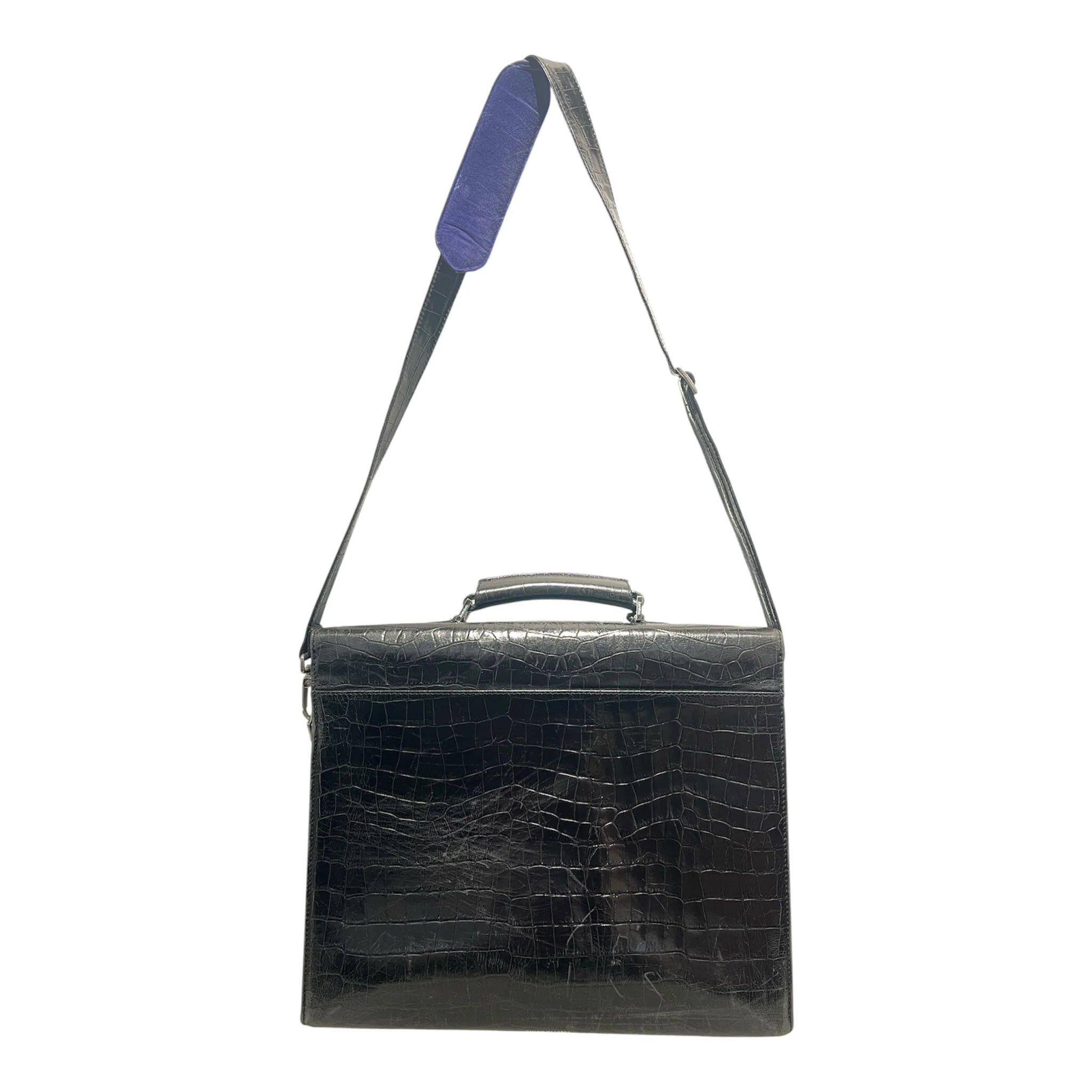 Aspinal of London/Cross Body Bag/Leather/BLK/Croc Embossed Bag