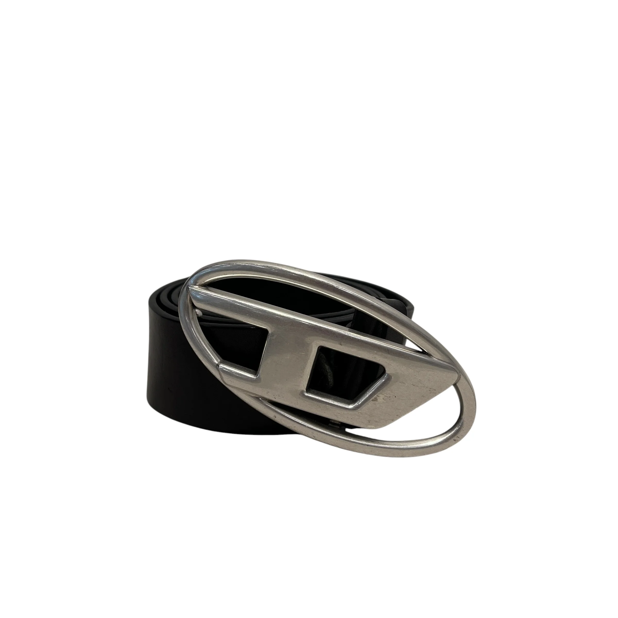 DIESEL/Belt/Leather/BLK/SILVER LOGO BUCKLE
