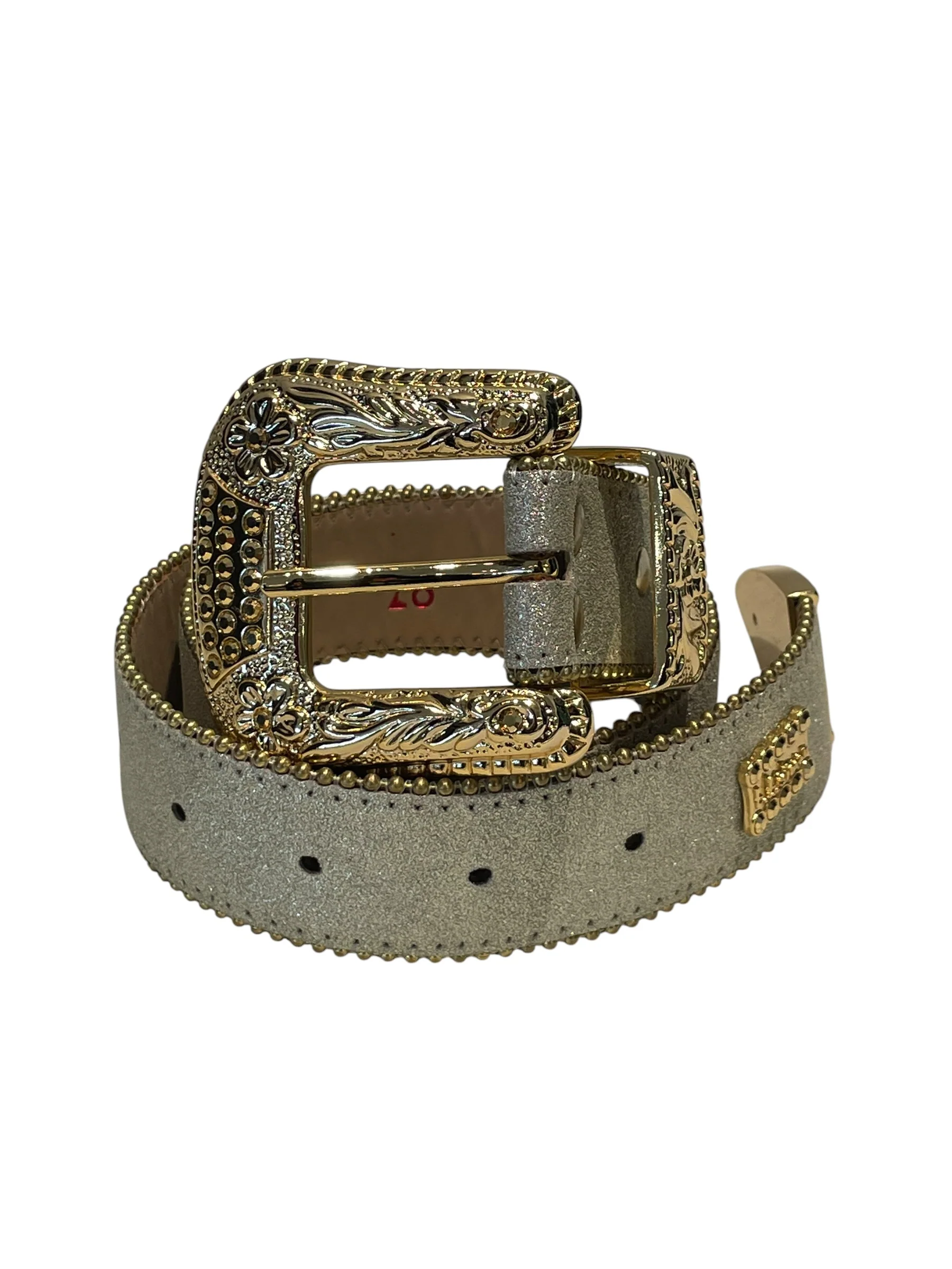 b.b.simon/Belt/Leather/GLD/GOLD PLEATED STUD
