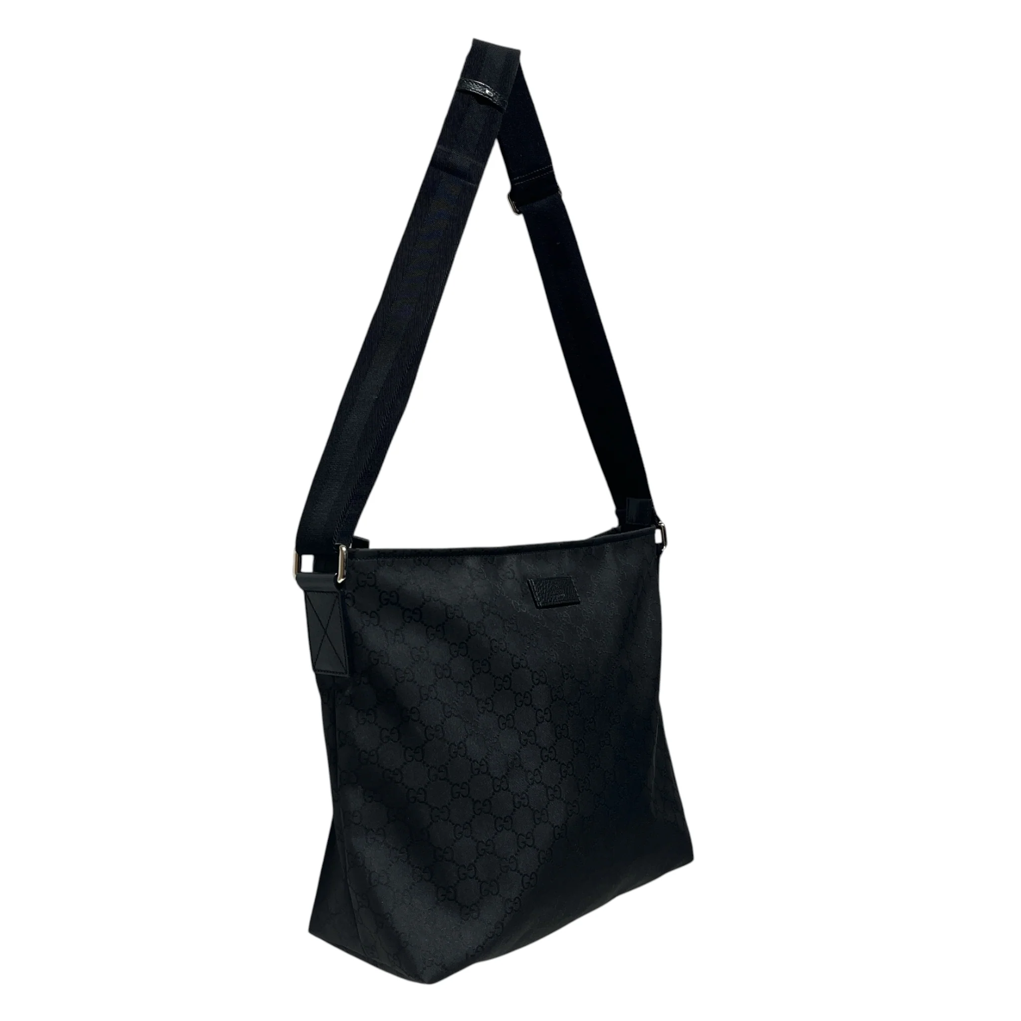 GUCCI/Bag/Nylon/BLK/Nylon Top Zip Messenger