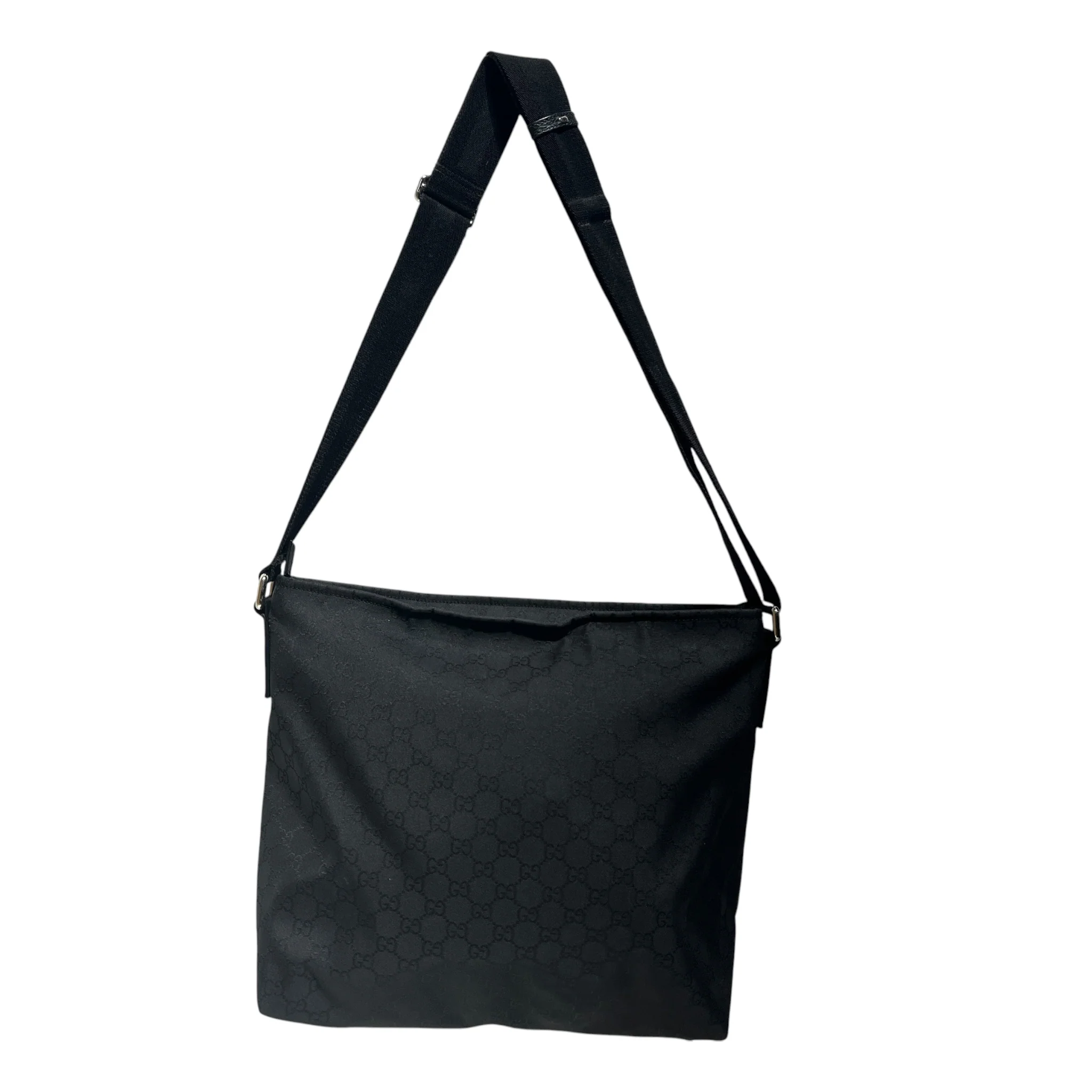 GUCCI/Bag/Nylon/BLK/Nylon Top Zip Messenger