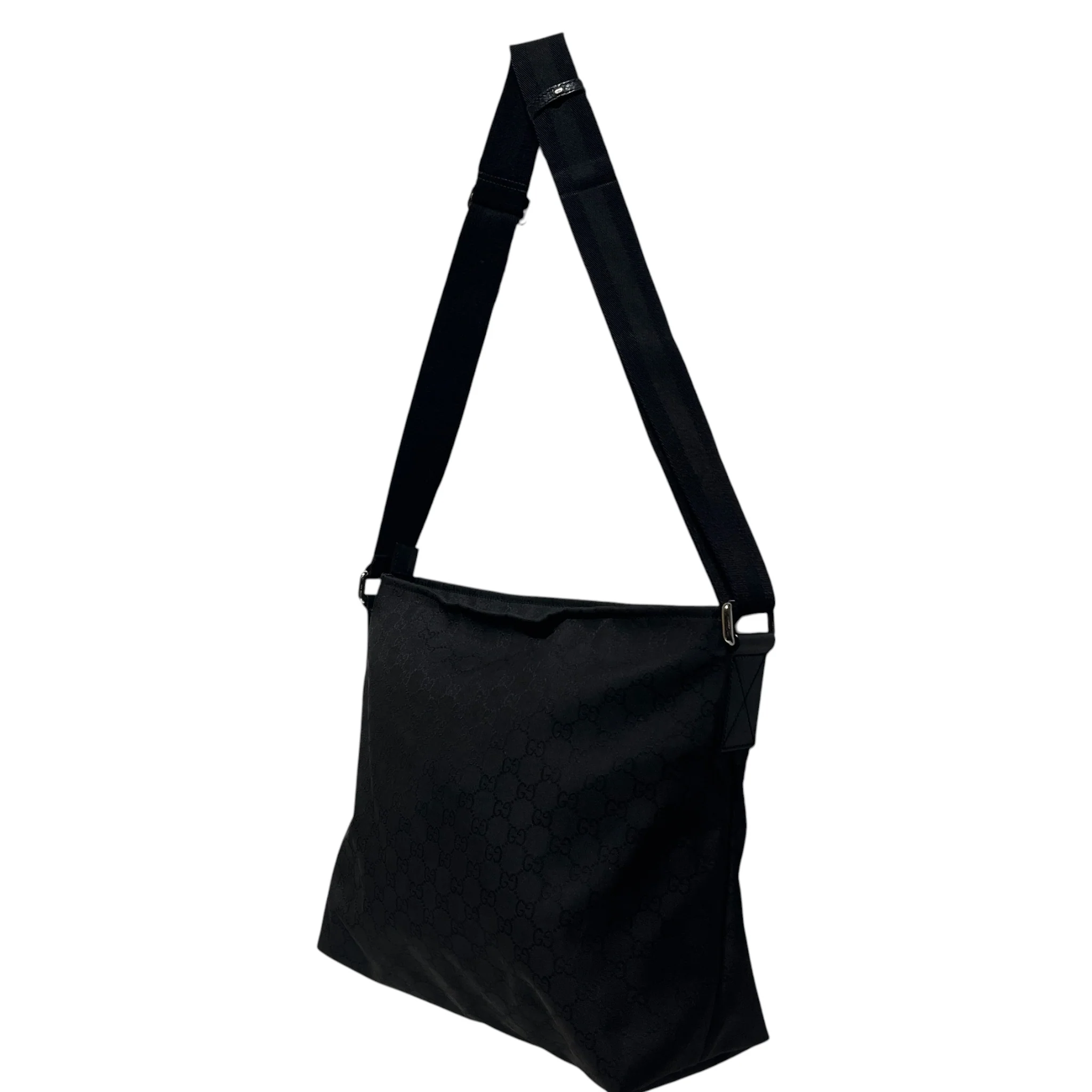 GUCCI/Bag/Nylon/BLK/Nylon Top Zip Messenger