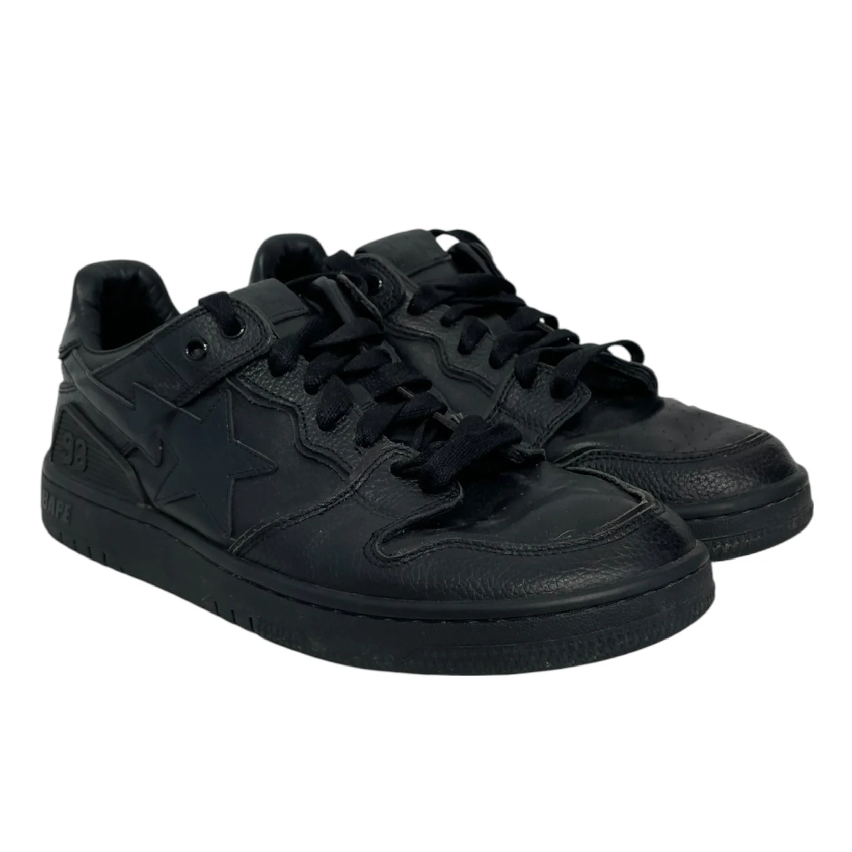 BAPE STA!/Low-Sneakers/US 9.5/Leather/BLK/bape sta black