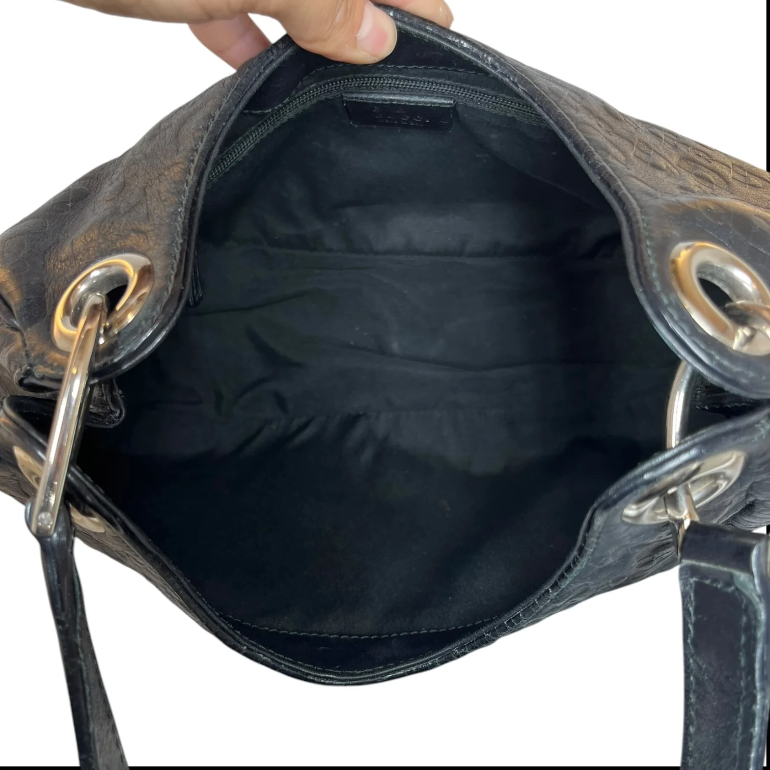 GUCCI/Hand Bag/All Over Print/Leather/BLK/HORSEBIT PATTERN