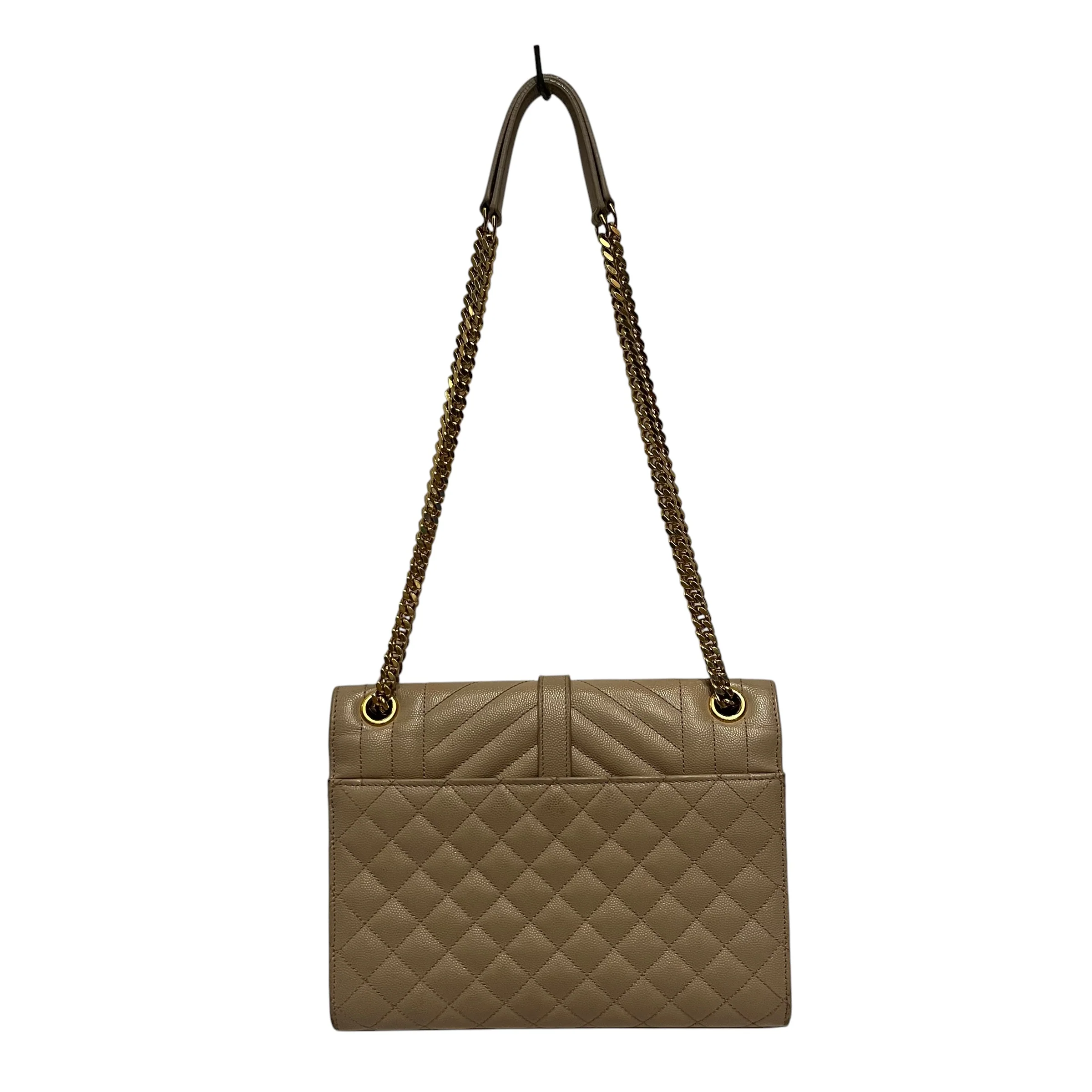 YVES SAINT LAURENT/Cross Body Bag/Leather/BEG/Quilted Envelope Medium