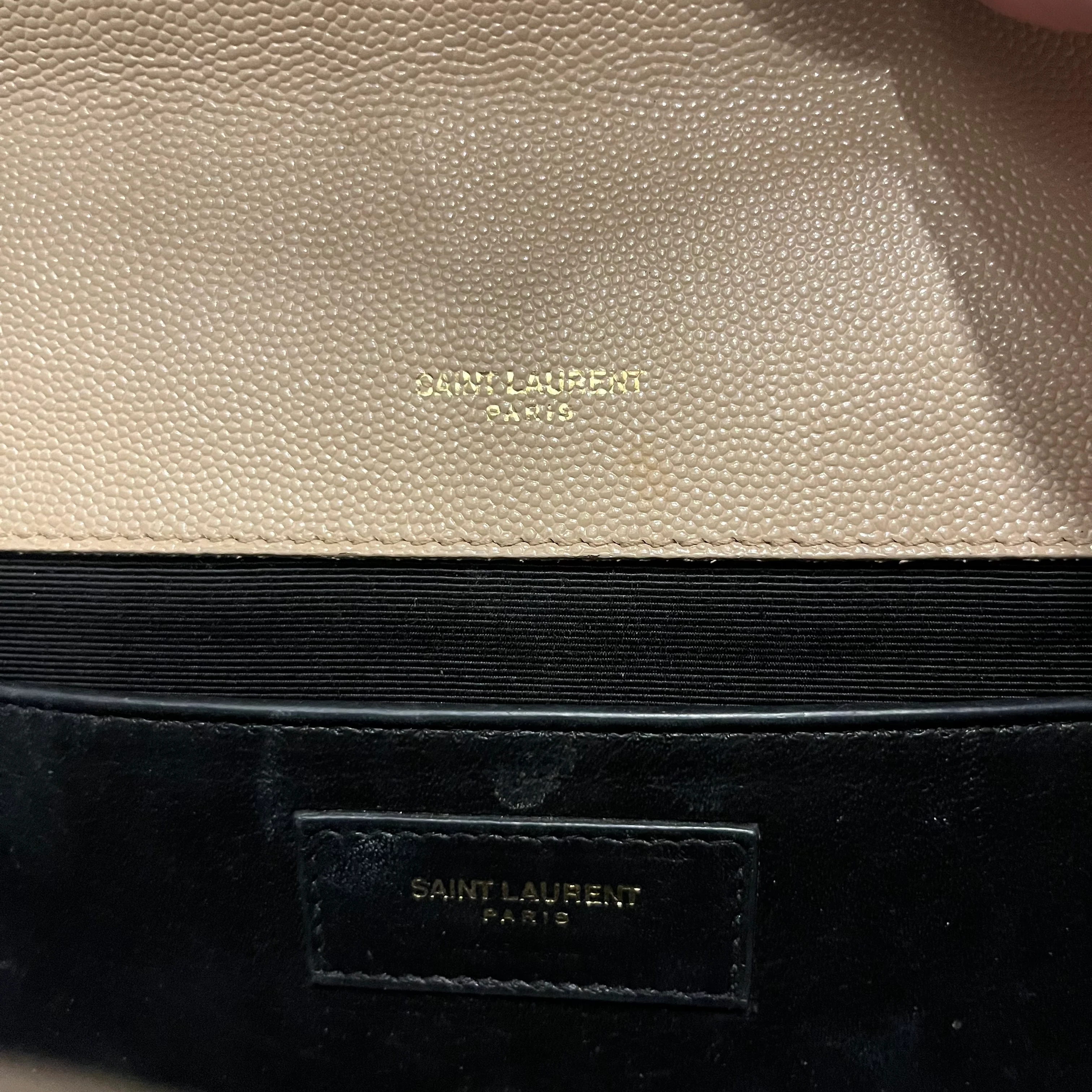 YVES SAINT LAURENT/Cross Body Bag/Leather/BEG/Quilted Envelope Medium