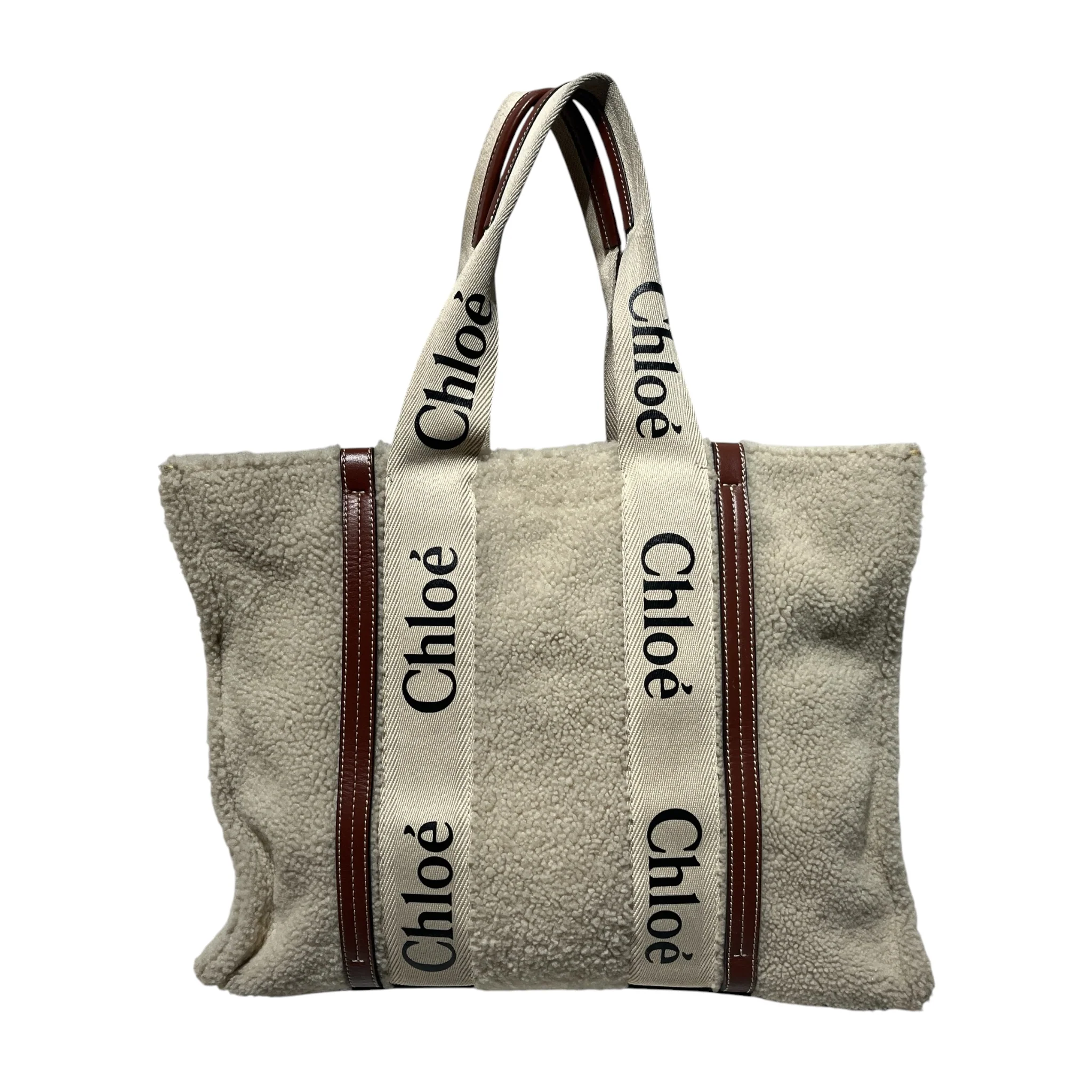 Chloe/Tote Bag/Wool/CRM/woody