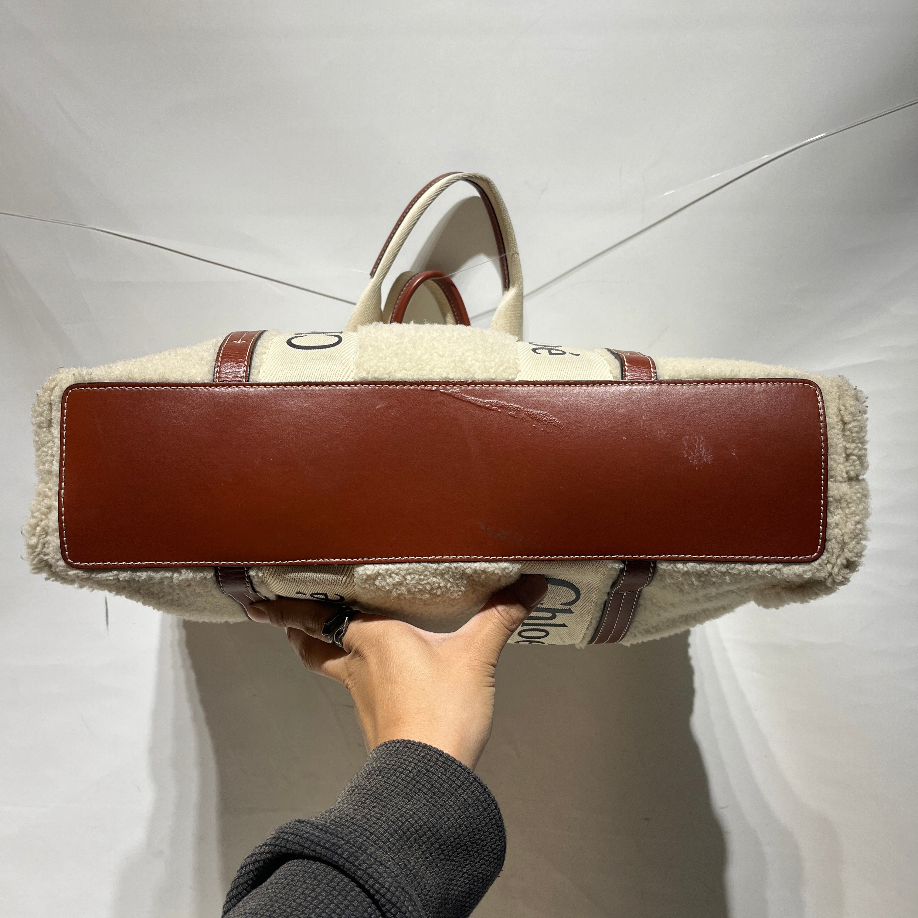 Chloe/Tote Bag/Wool/CRM/woody