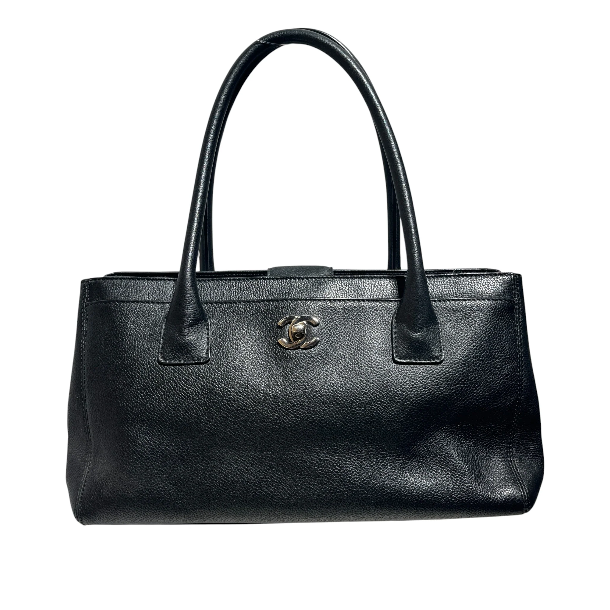 CHANEL/Tote Bag/Leather/BLK/cerf tote