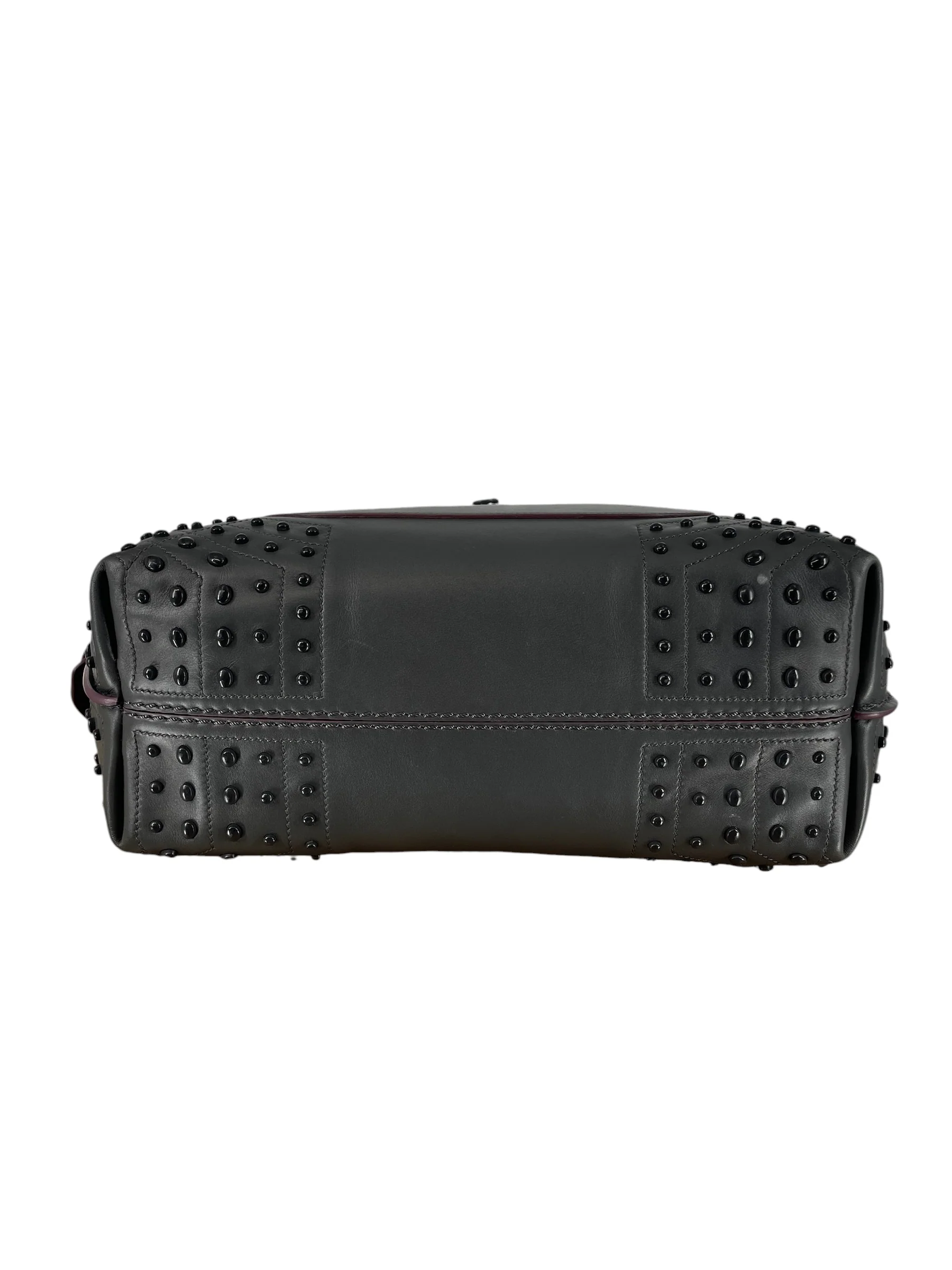 TOD'S/Hand Bag/Leather/GRY/studded red interior bag