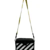 OFF-WHITE/Cross Body Bag/Stripe/Leather/BLK/DIAG CAMERA BAG
