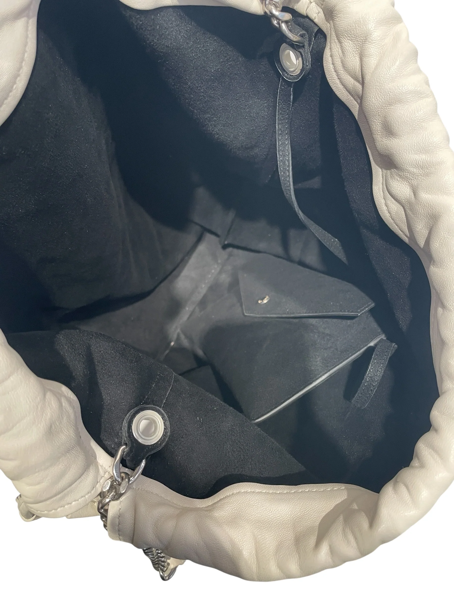 YVES SAINT LAURENT/Pouch/Leather/CRM/TEDDY DRAWSTRING