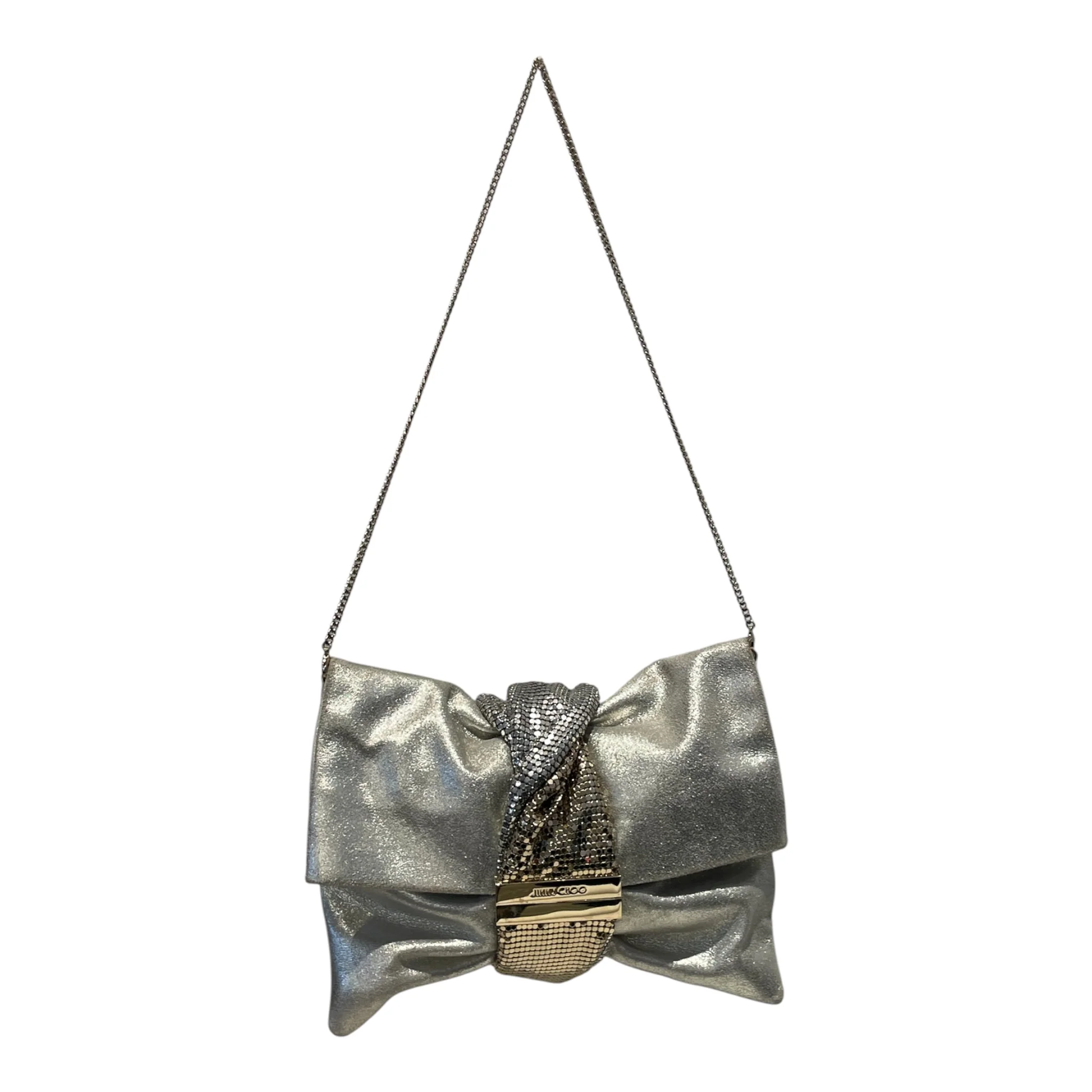 JIMMY CHOO/Hand Bag/Leather/SLV/Chandra Fold Over