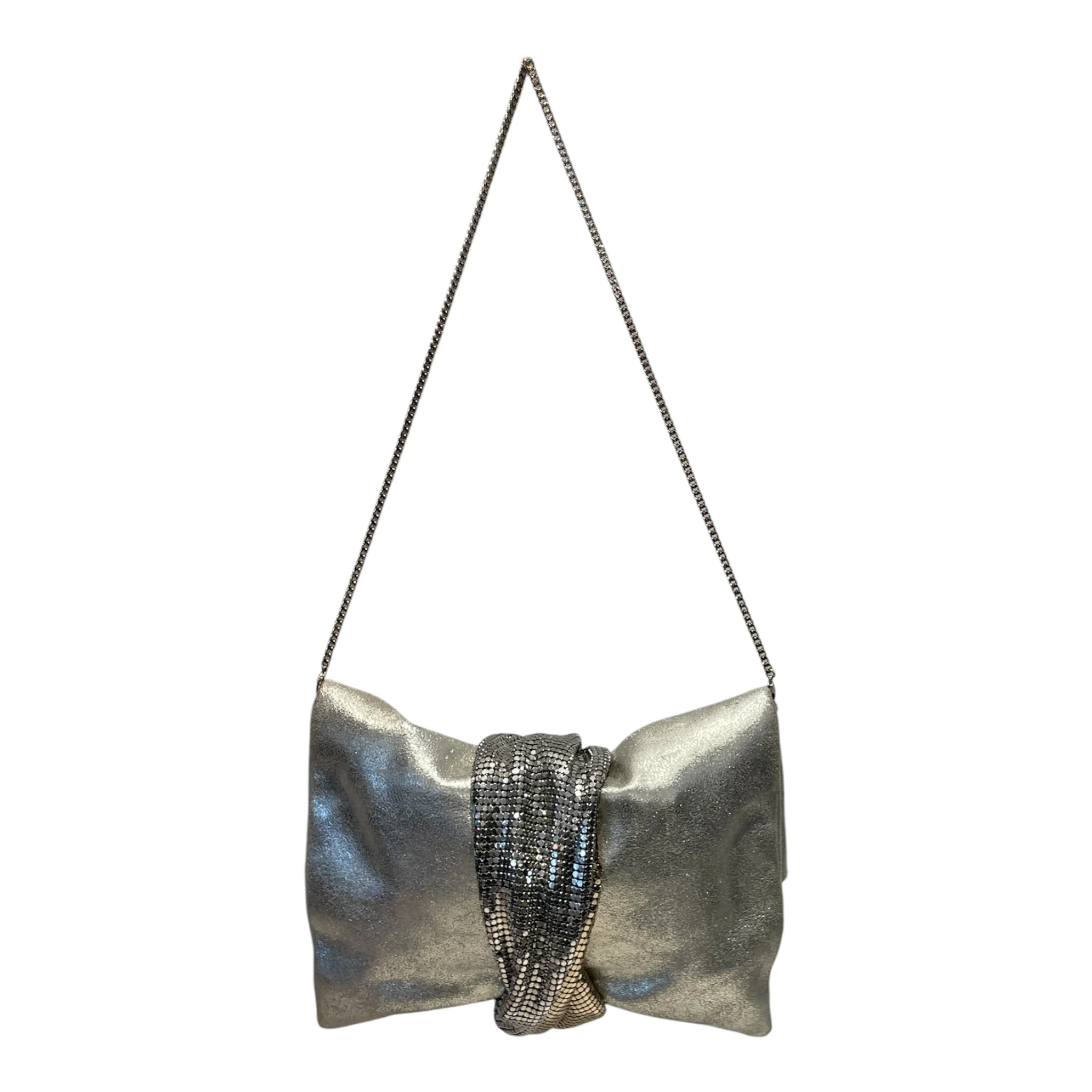 JIMMY CHOO/Hand Bag/Leather/SLV/Chandra Fold Over