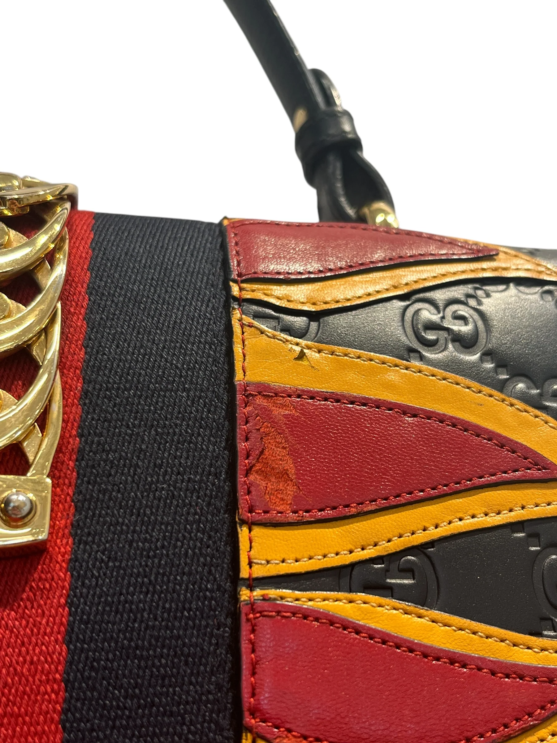 GUCCI/Tote Bag/Leather/BLK/FLAMES