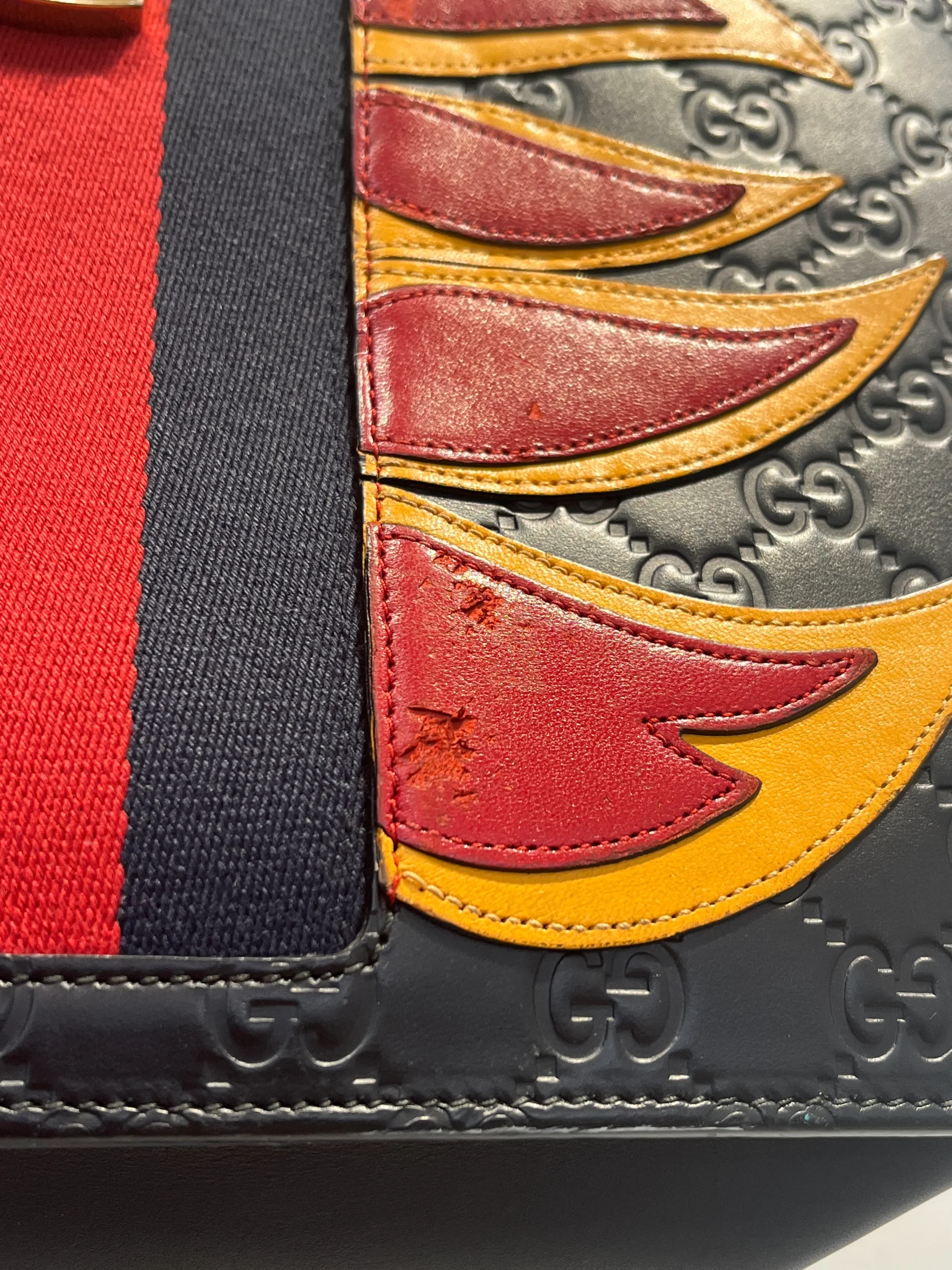 GUCCI/Tote Bag/Leather/BLK/FLAMES