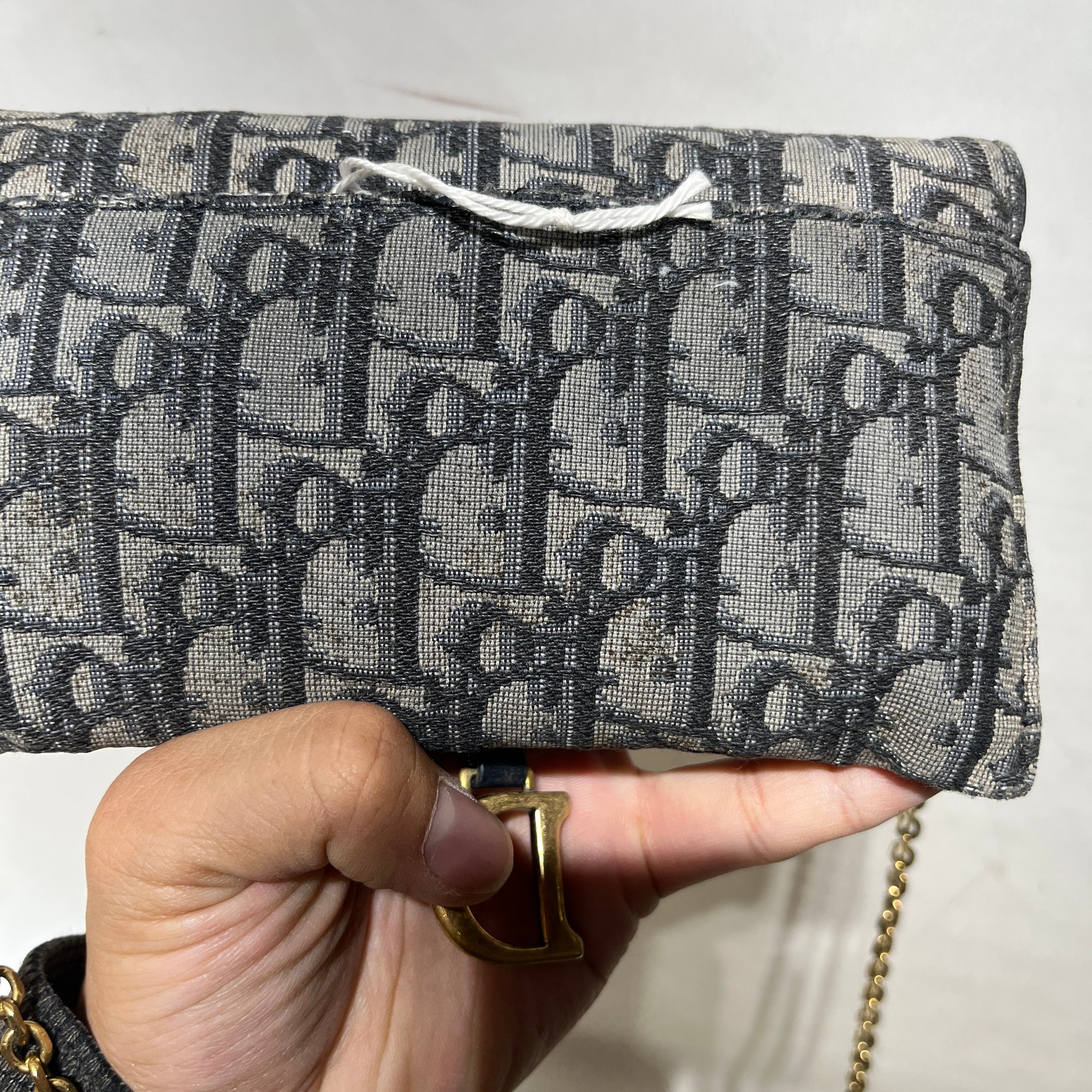 Christian Dior/Necklace/Canvas/GRY/Saddle Bag Wallet