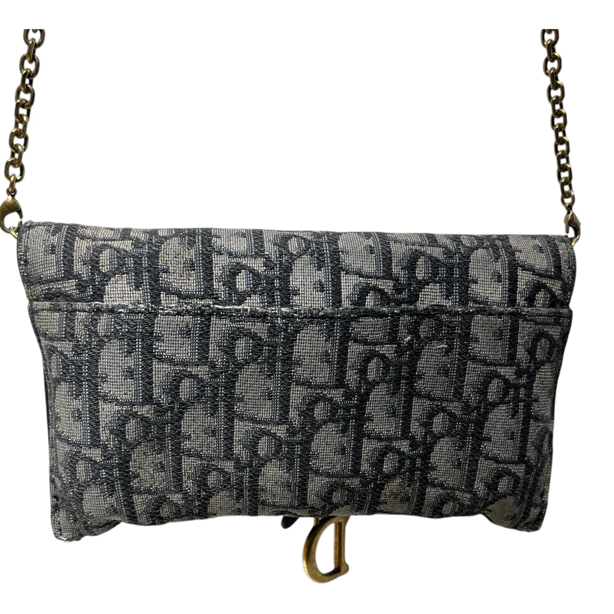 Christian Dior/Necklace/Canvas/GRY/Saddle Bag Wallet