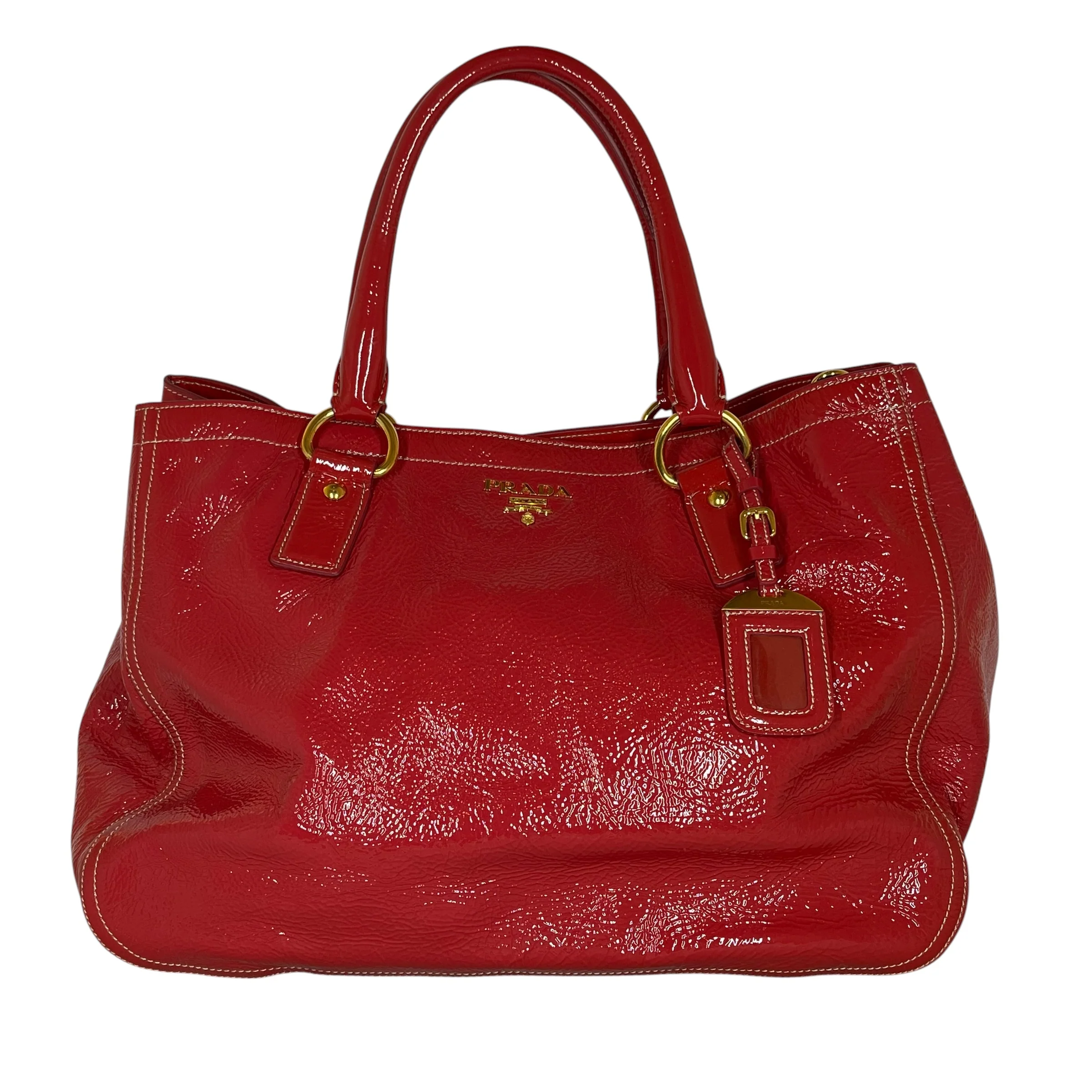 PRADA/Hand Bag/Leather/RED/PATENT LEATHER
