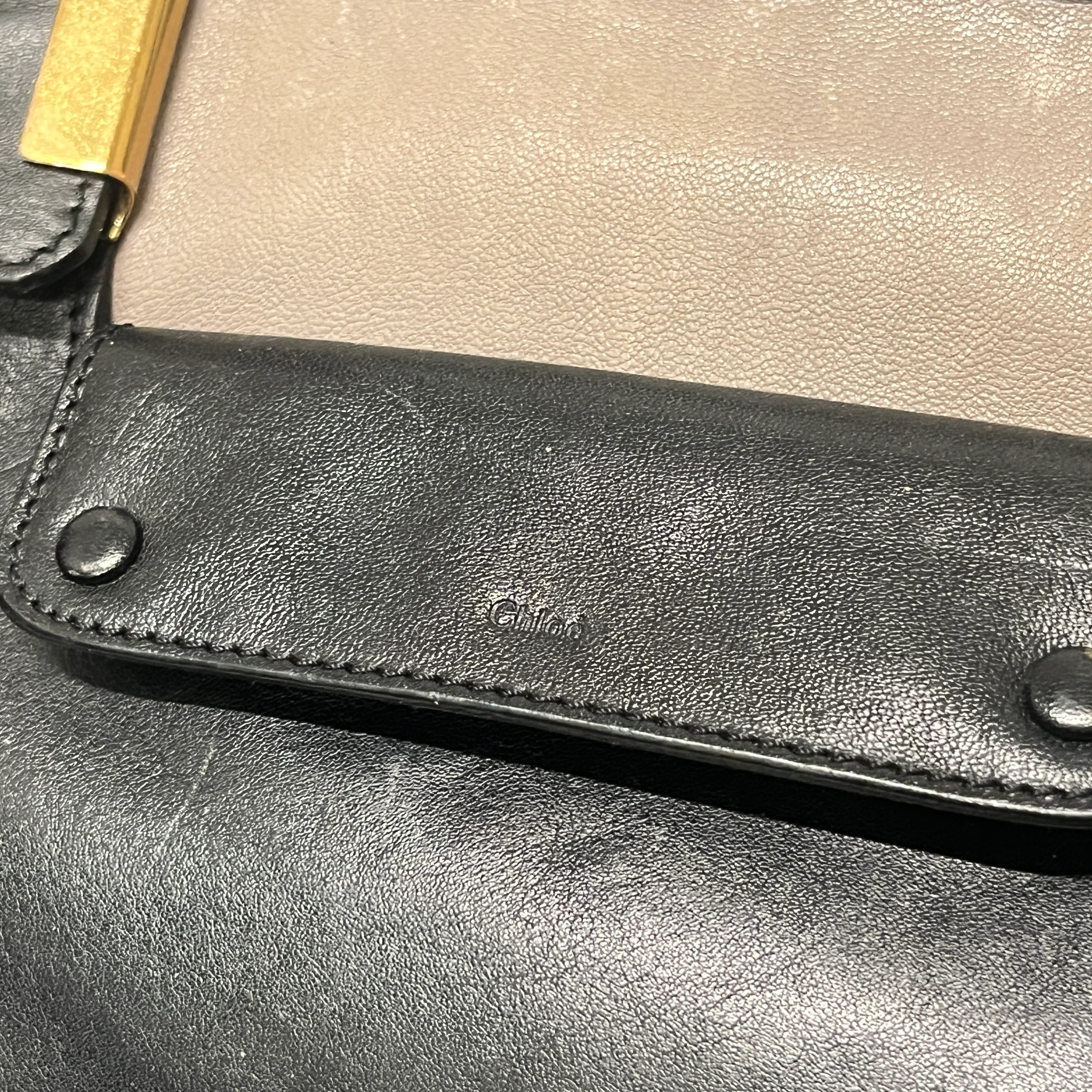 Chloe/Bag/Leather/BLK/GRY/BLK LARGE HAND BAG