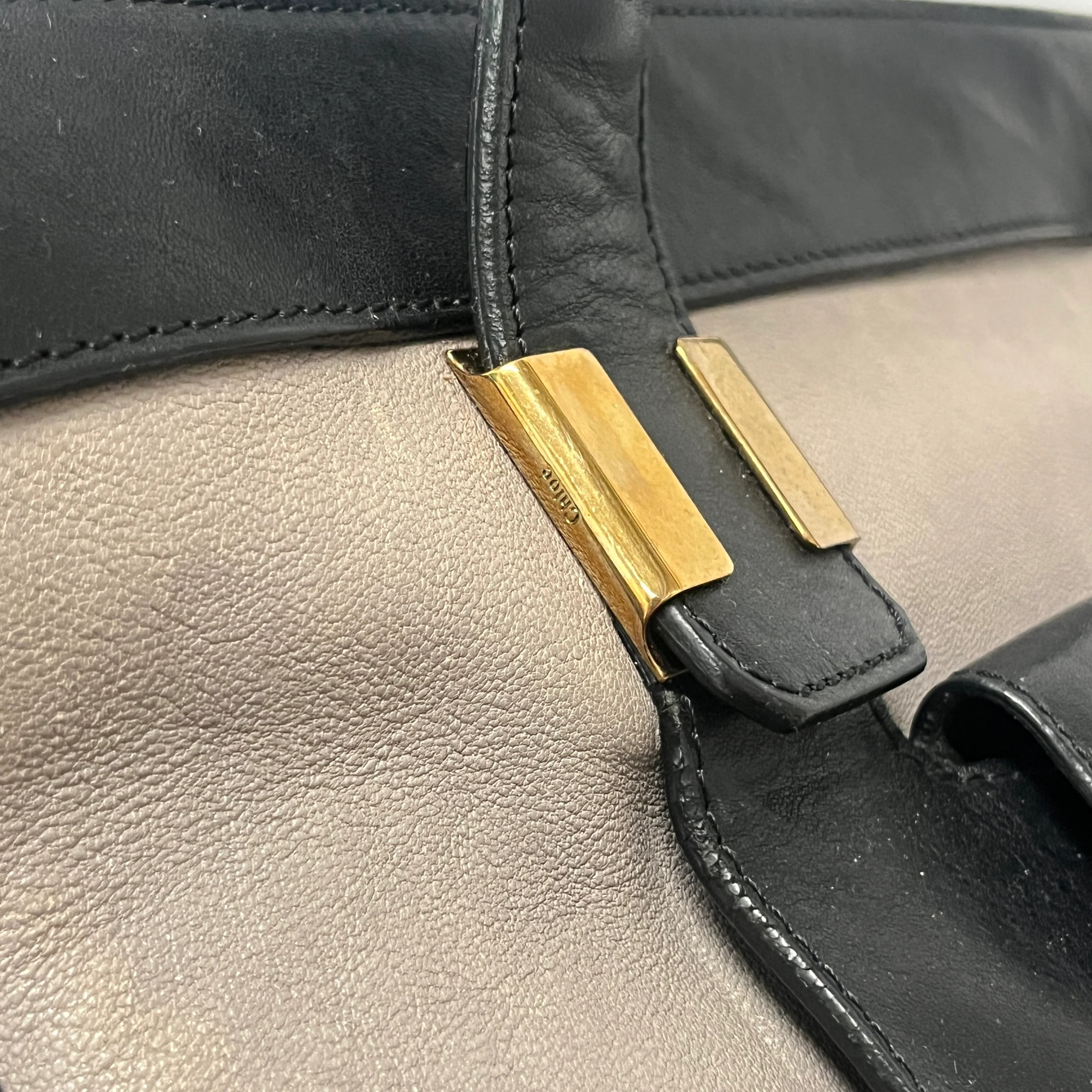 Chloe/Bag/Leather/BLK/GRY/BLK LARGE HAND BAG
