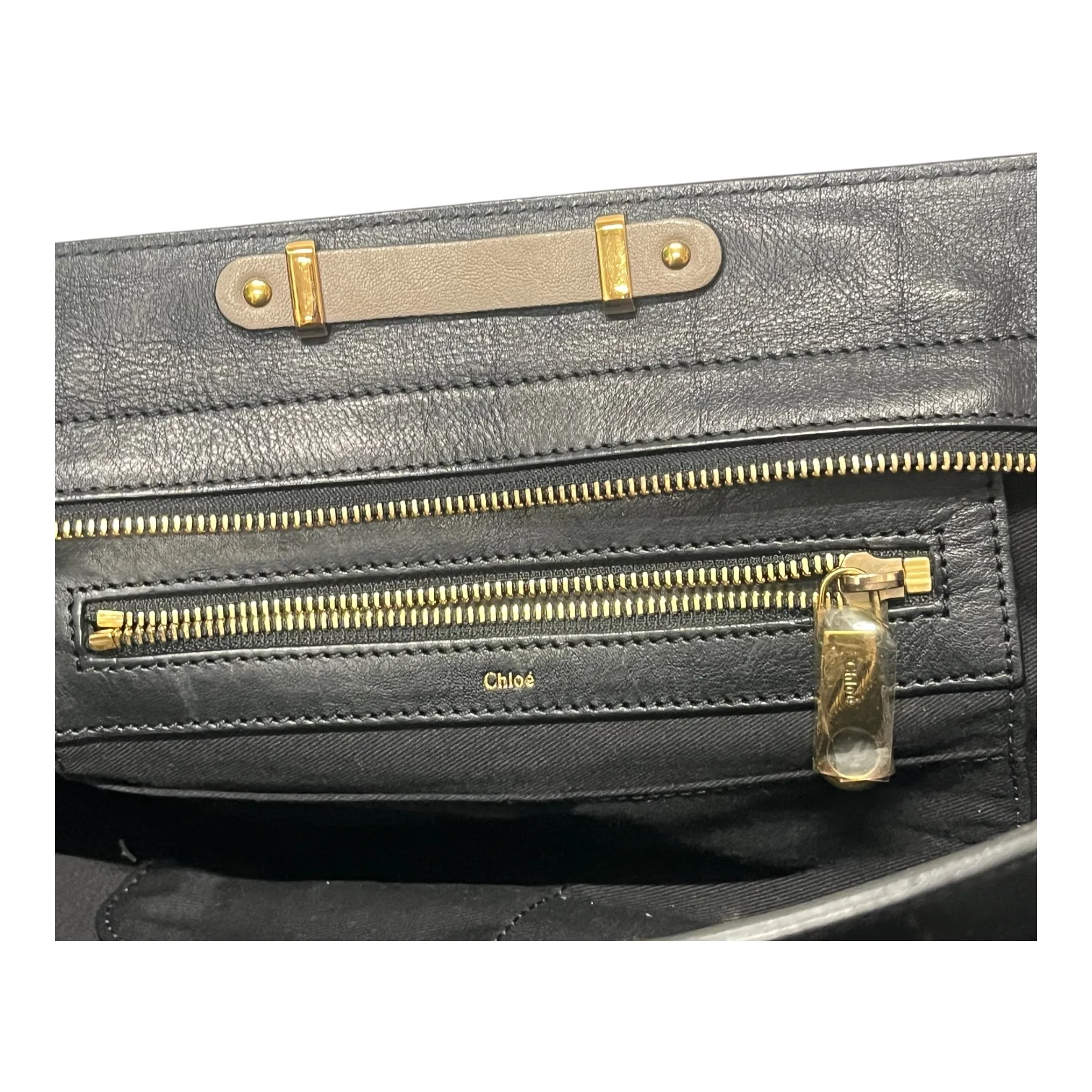 Chloe/Bag/Leather/BLK/GRY/BLK LARGE HAND BAG
