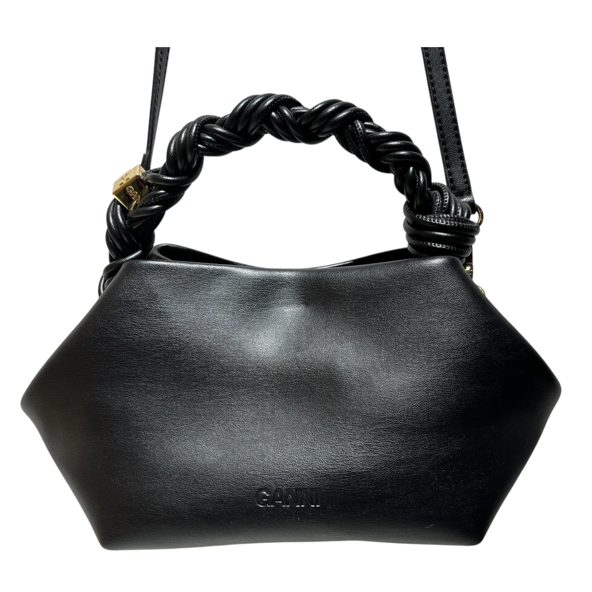 GANNI/Cross Body Bag/Leather/BLK/braided handle