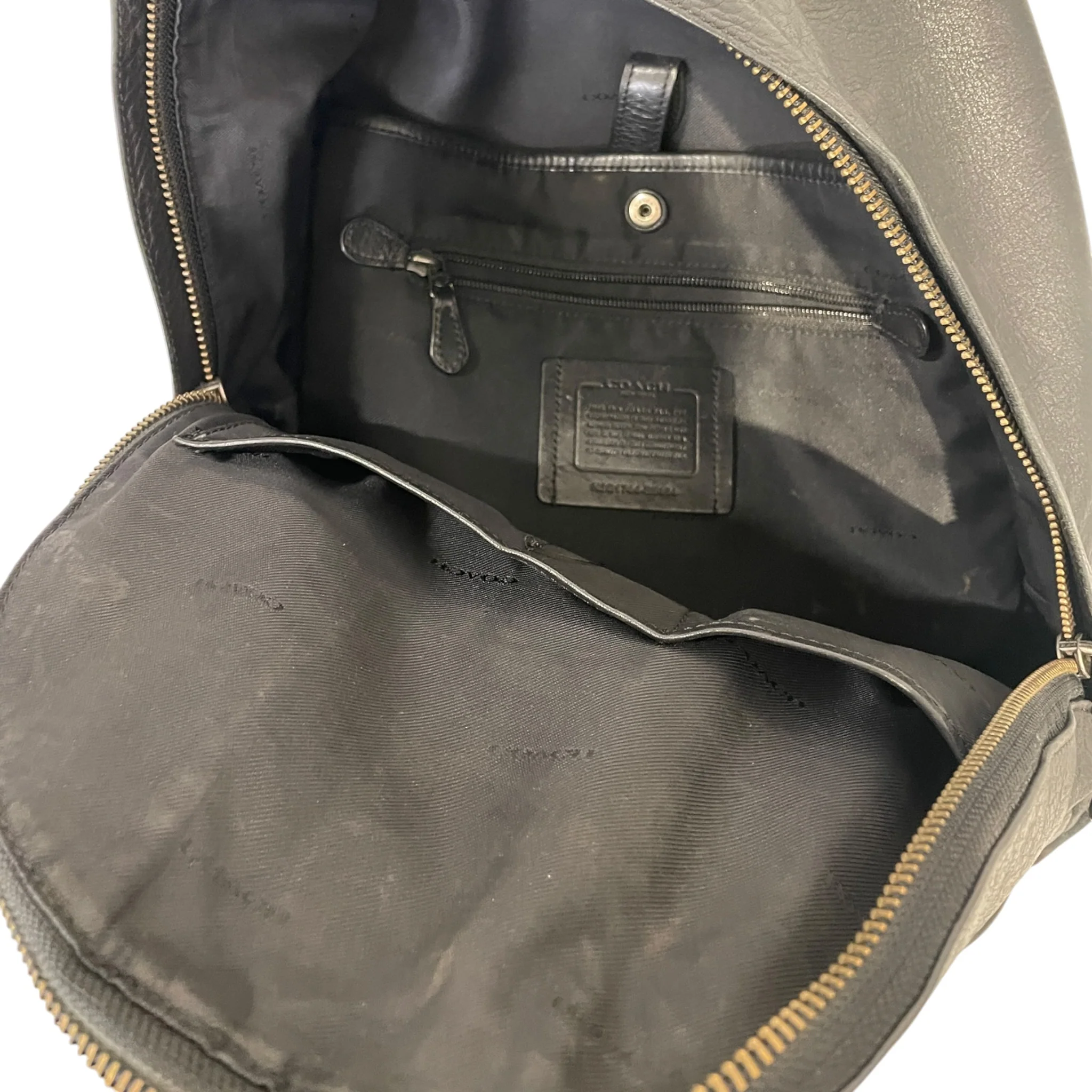 COACH/Backpack/Leather/BLK/Middle Stripe