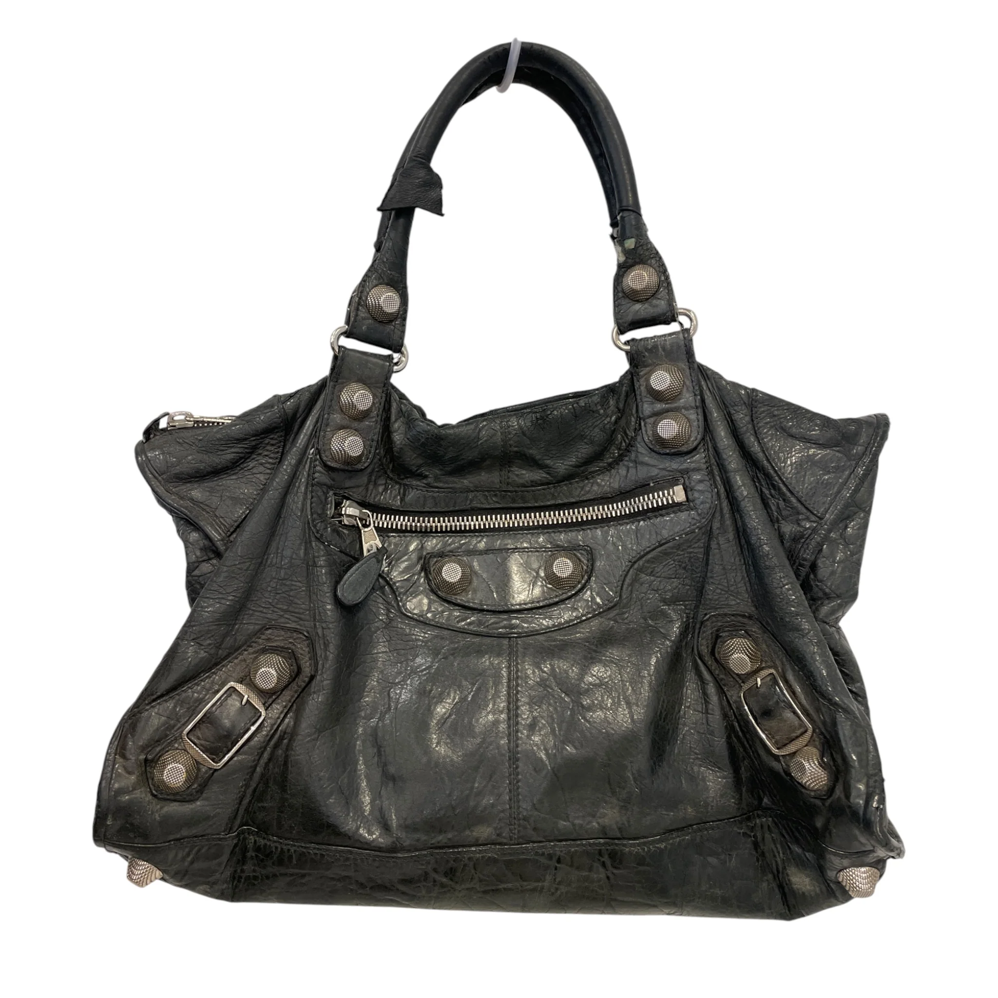 BALENCIAGA/Hand Bag/Leather/BLK/CITY BAG SILVER ZIP BRMYYKT