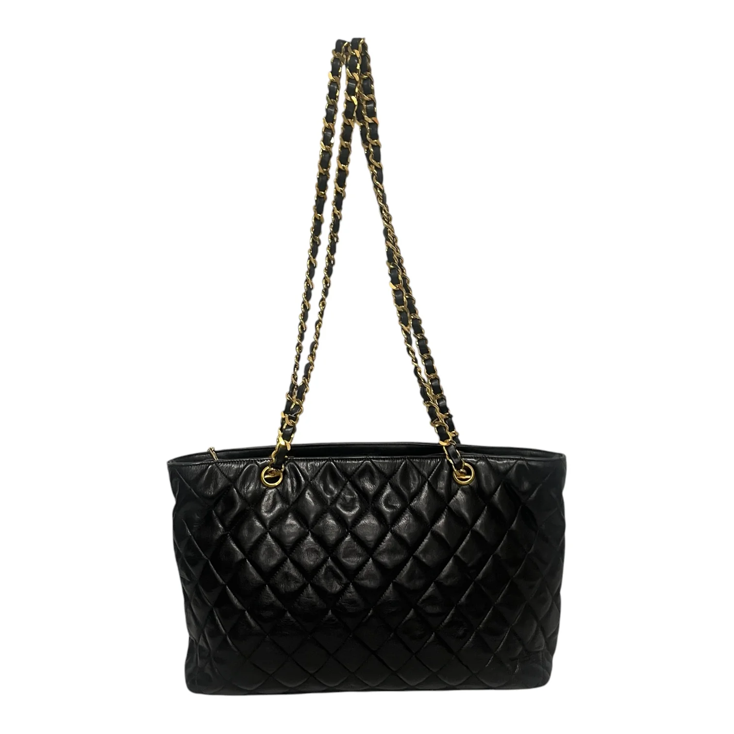 CHANEL/Hand Bag/Leather/BLK/Quilted leather tote