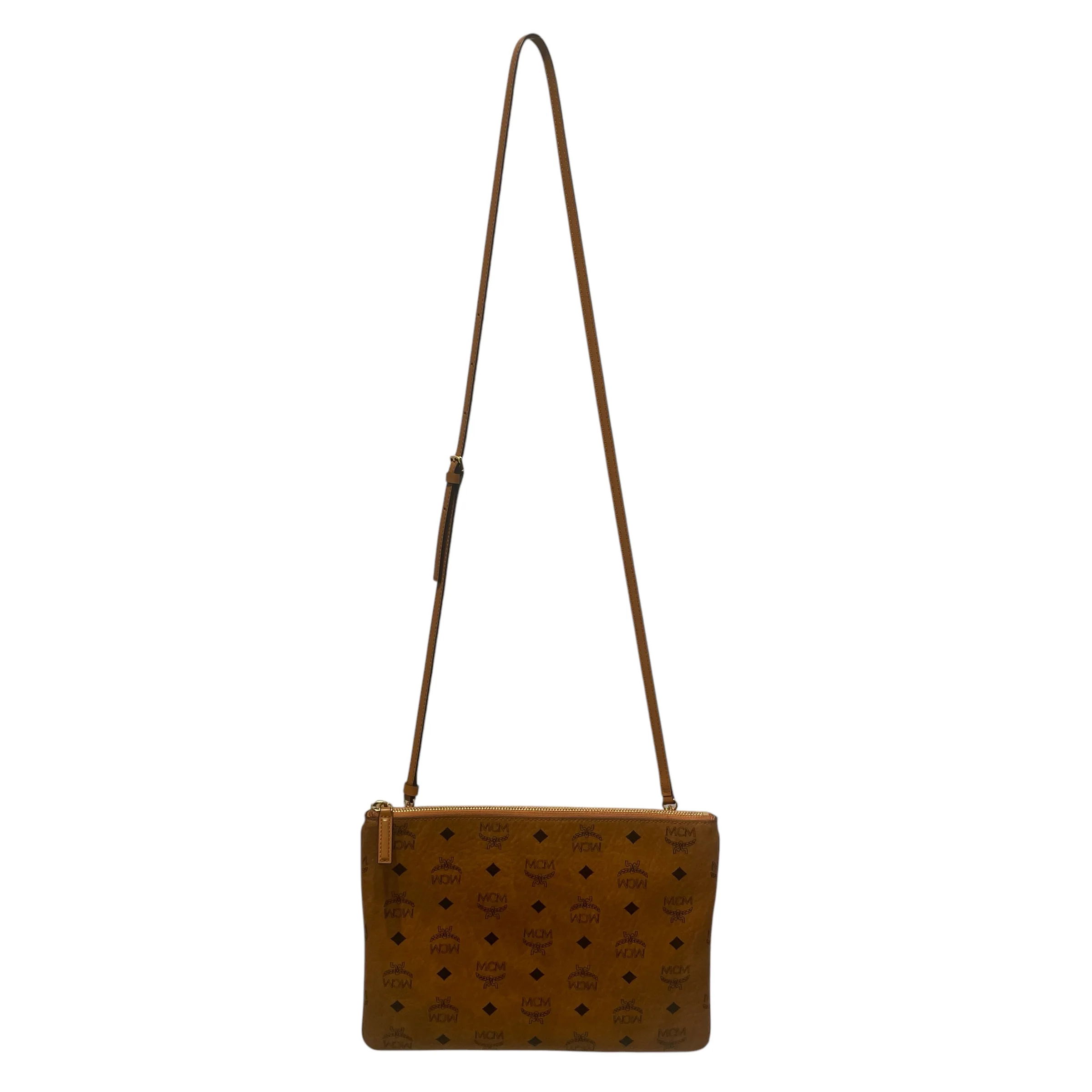 MCM/Tote Bag/Monogram/Leather/BRW/MCM CROSSBODY TOTE LOGO PATTER