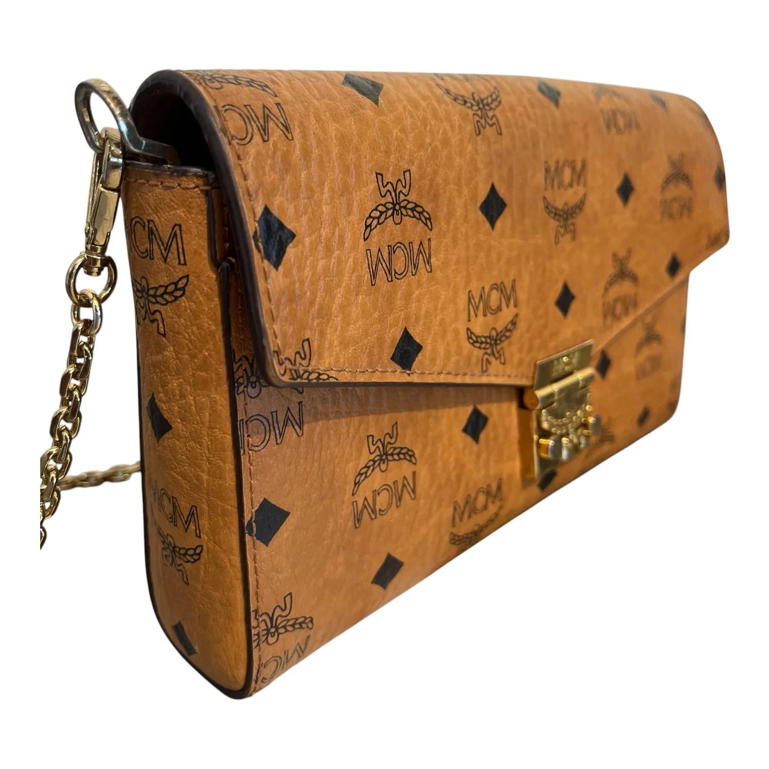 MCM/Cross Body Bag/Monogram/Leather/BRW/CHAIN CROSSBODY