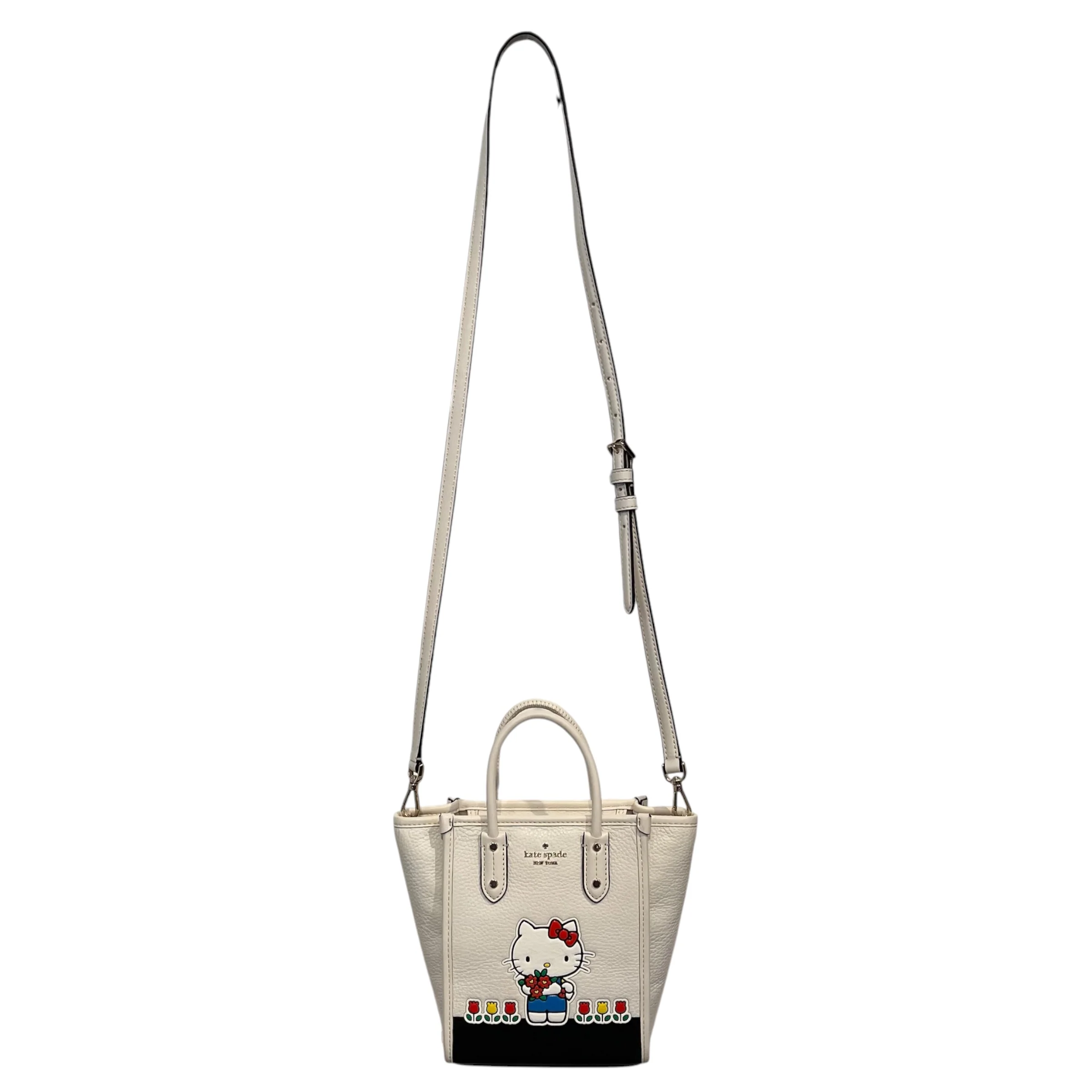 kate spade new york/Hand Bag/Leather/WHT/HELLO KITTY