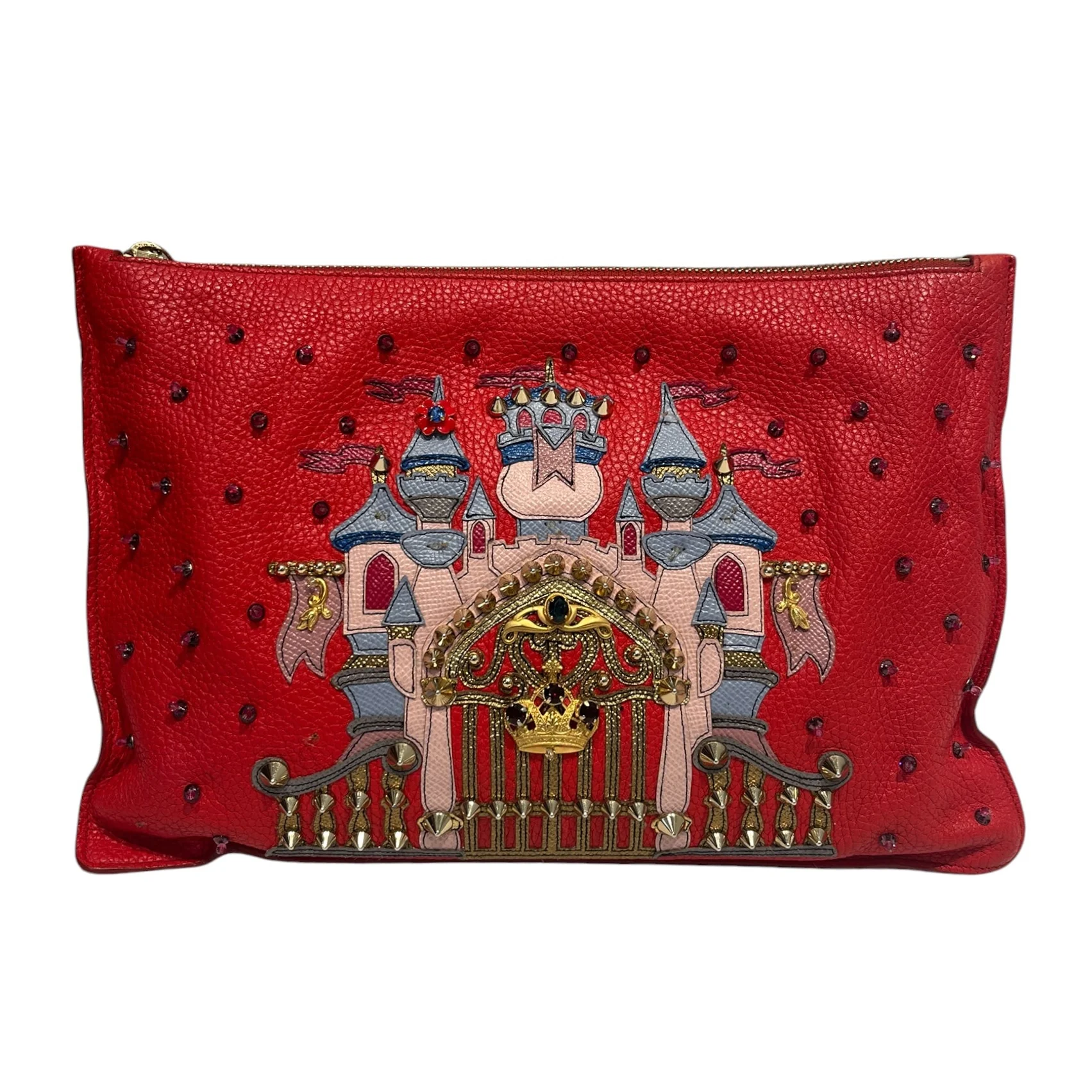 DOLCE&GABBANA/Clutch Bag/Graphic/Leather/RED/CASTLE CLUTCH
