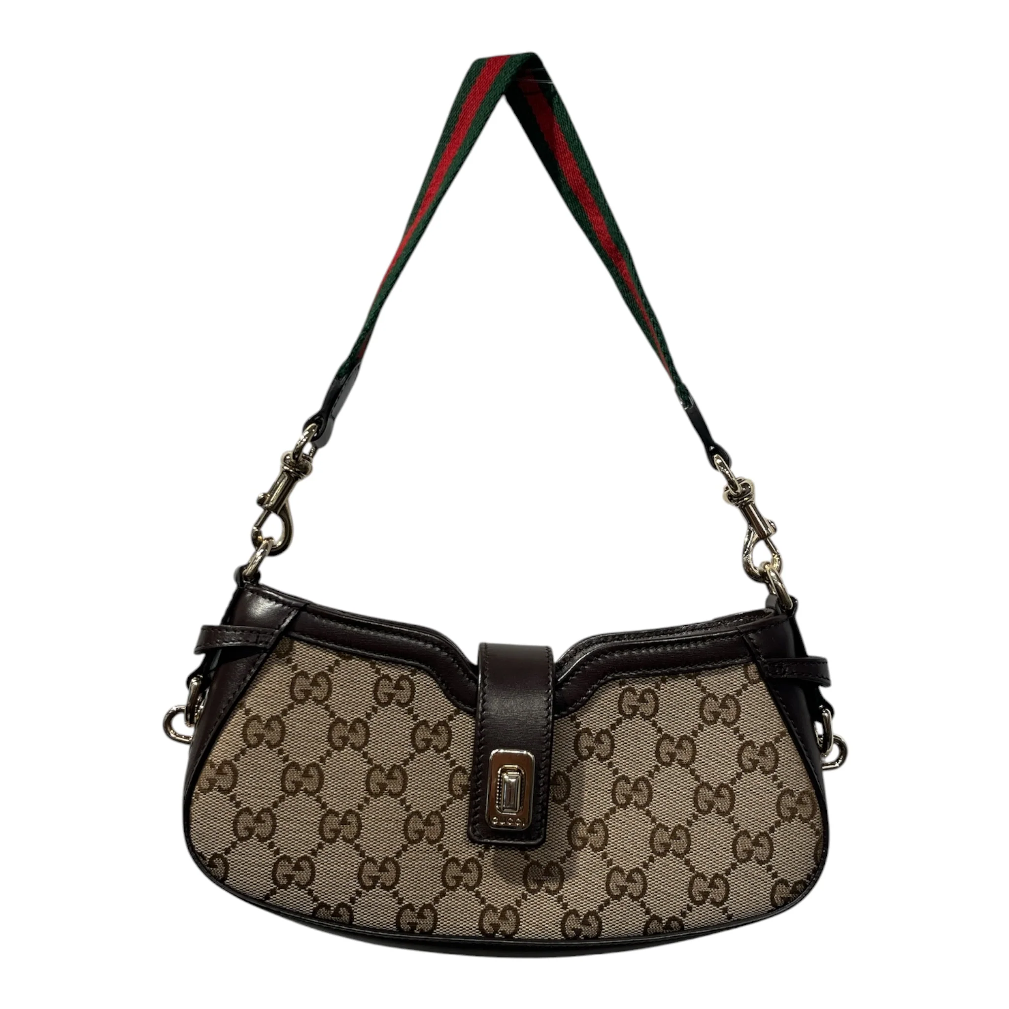 GUCCI/Hand Bag/Monogram/Cotton/BRW/BROWN LEEATHER LINED